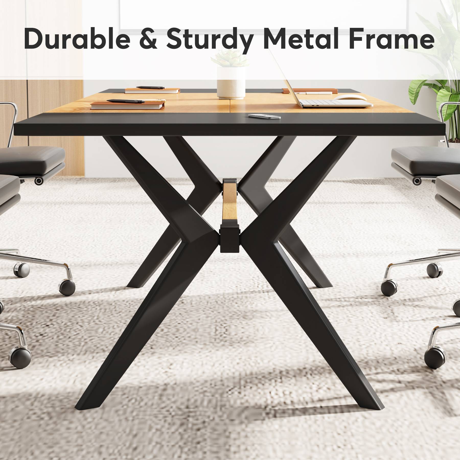 Tribesigns Executive Desk, 63" Computer Office Desk with X-Shape Frame Tribesigns