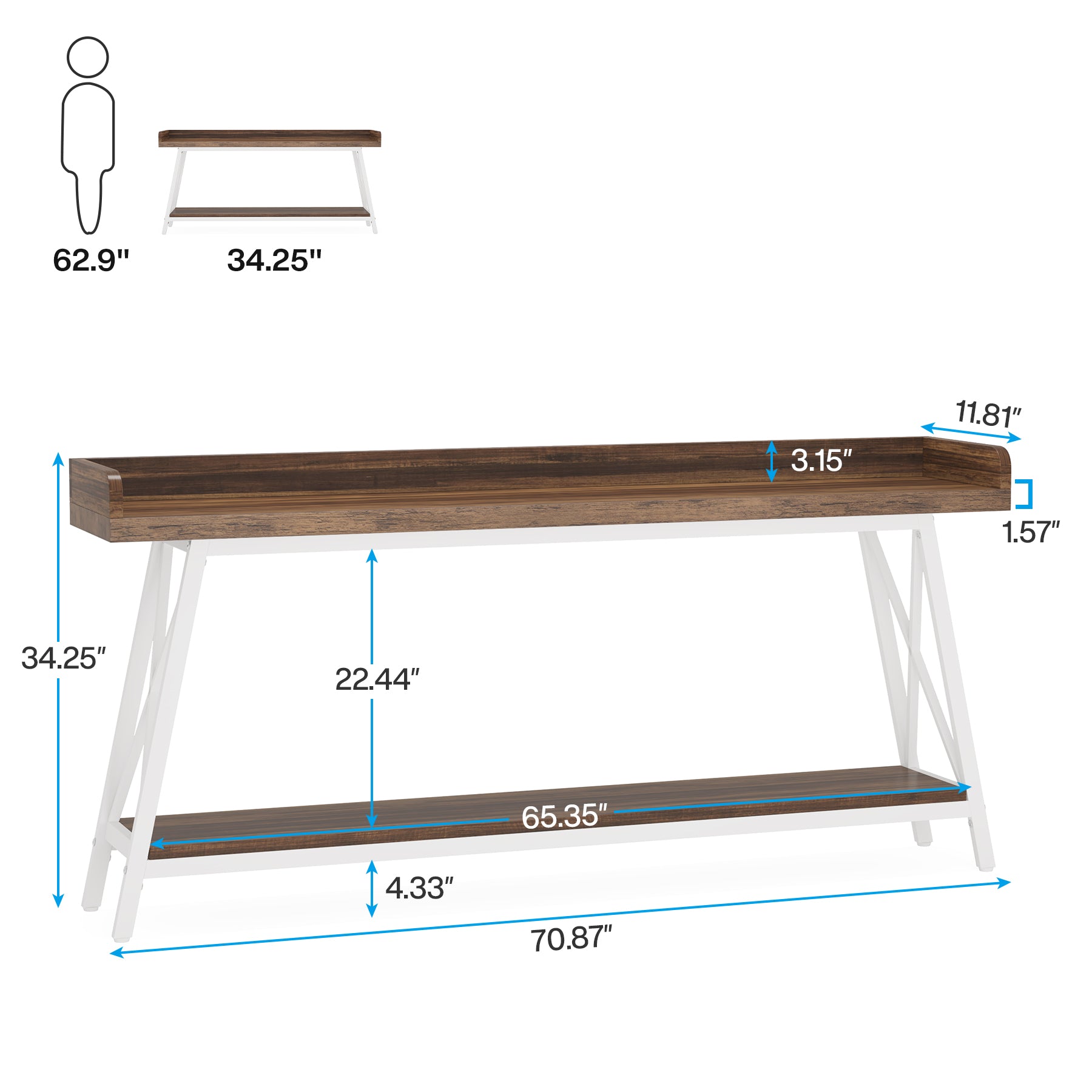 2-Tier Console Table Behind Couch