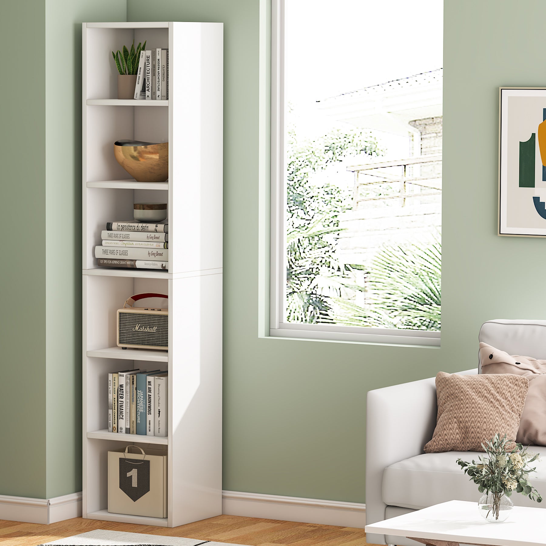 6-Tier Bookcase 70.9" Cube Display Shelves