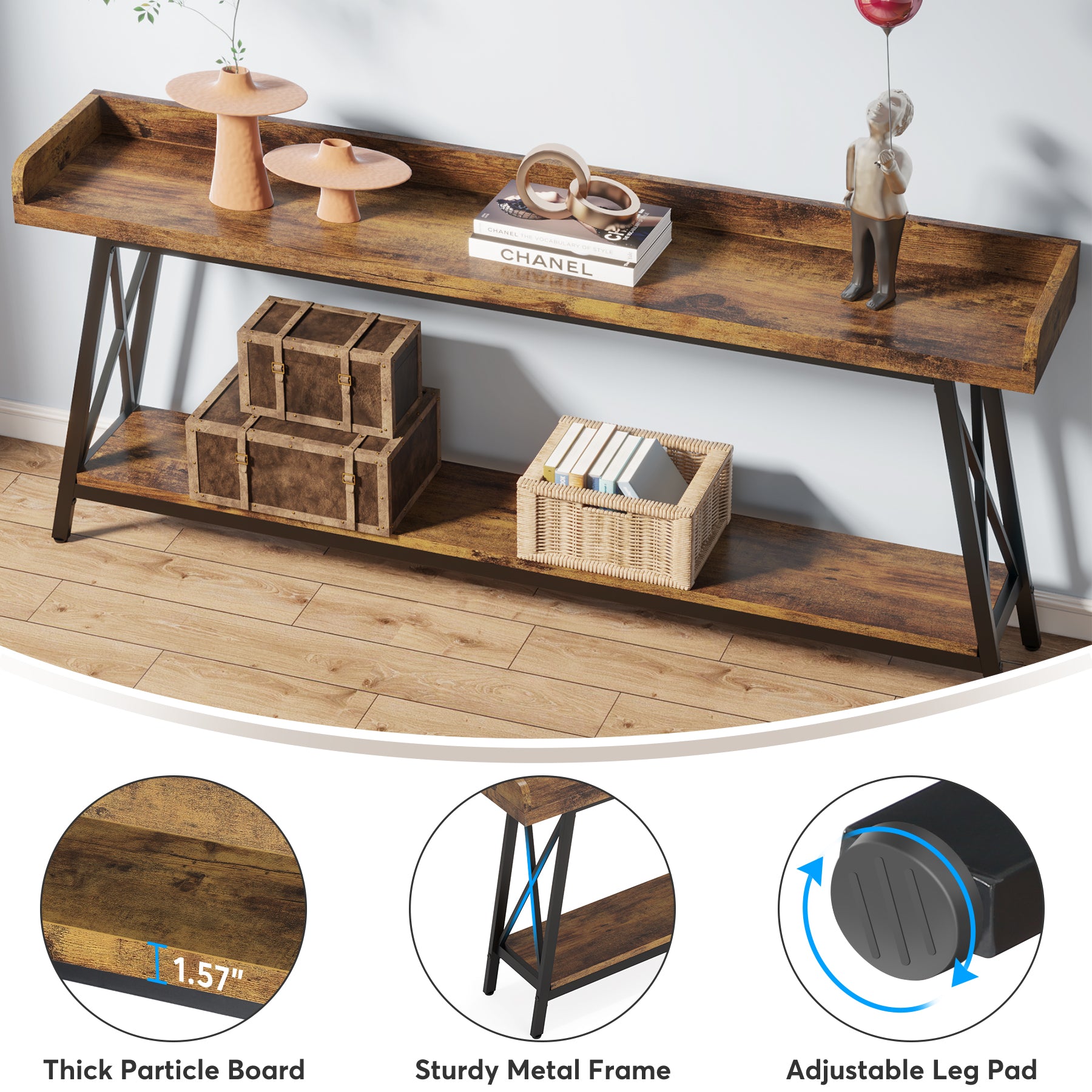 2-Tier Console Table Behind Couch