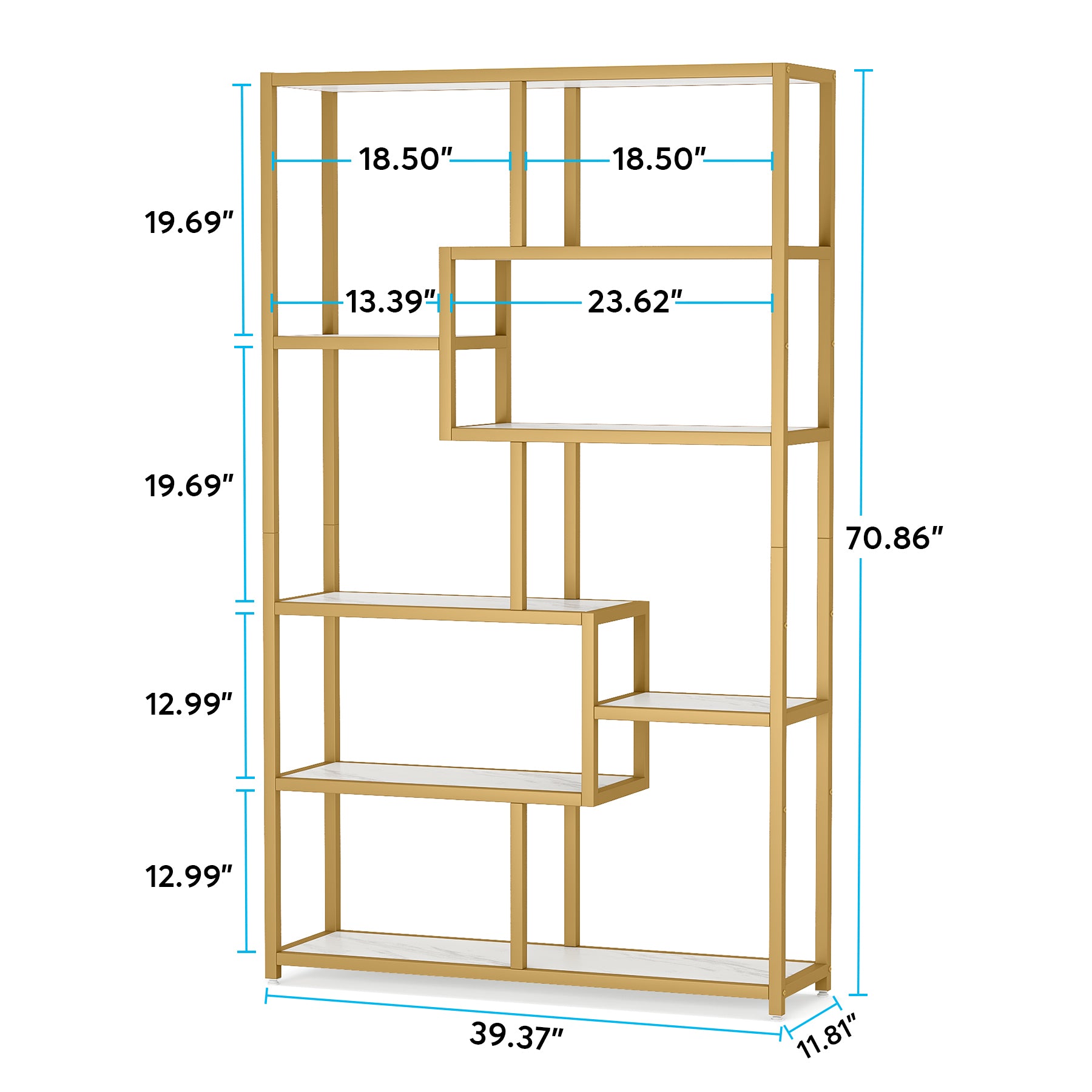 Modern Bookshelf, 8-Open Shelf Etagere Bookcase