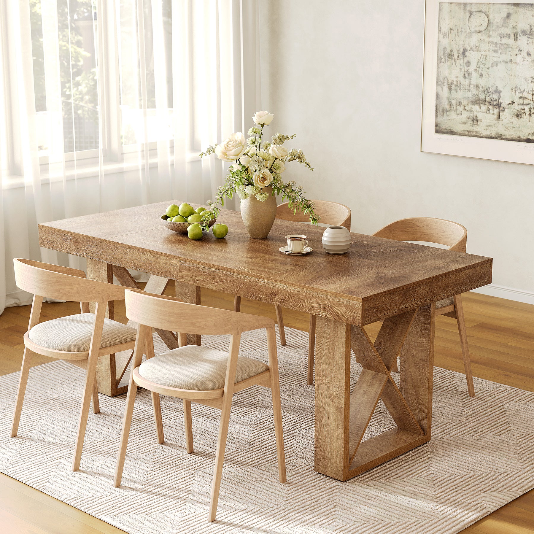63" Farmhouse  Dining Table Kitchen Table for 4