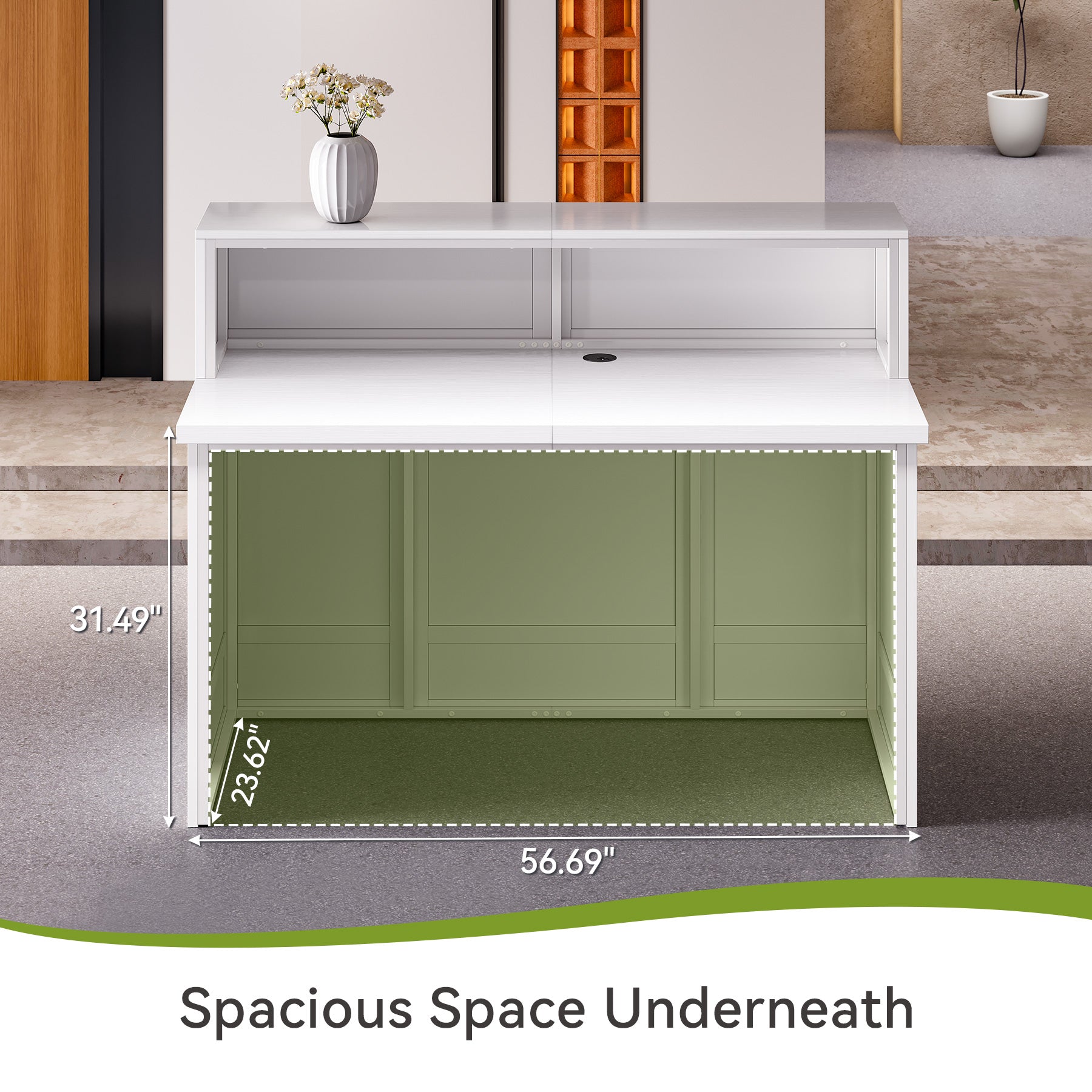 57" Reception Desk Front Desk with Counter