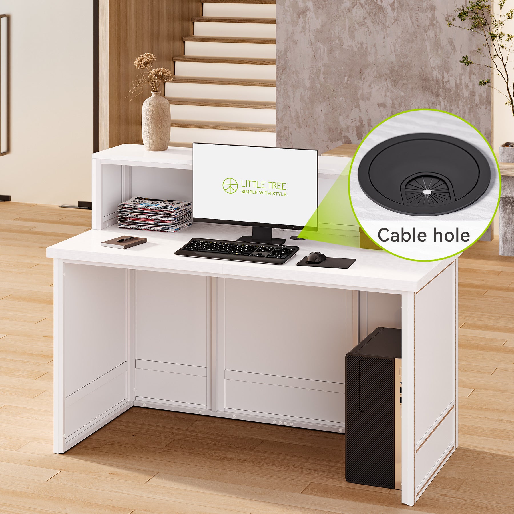 57" Reception Desk Front Desk with Counter