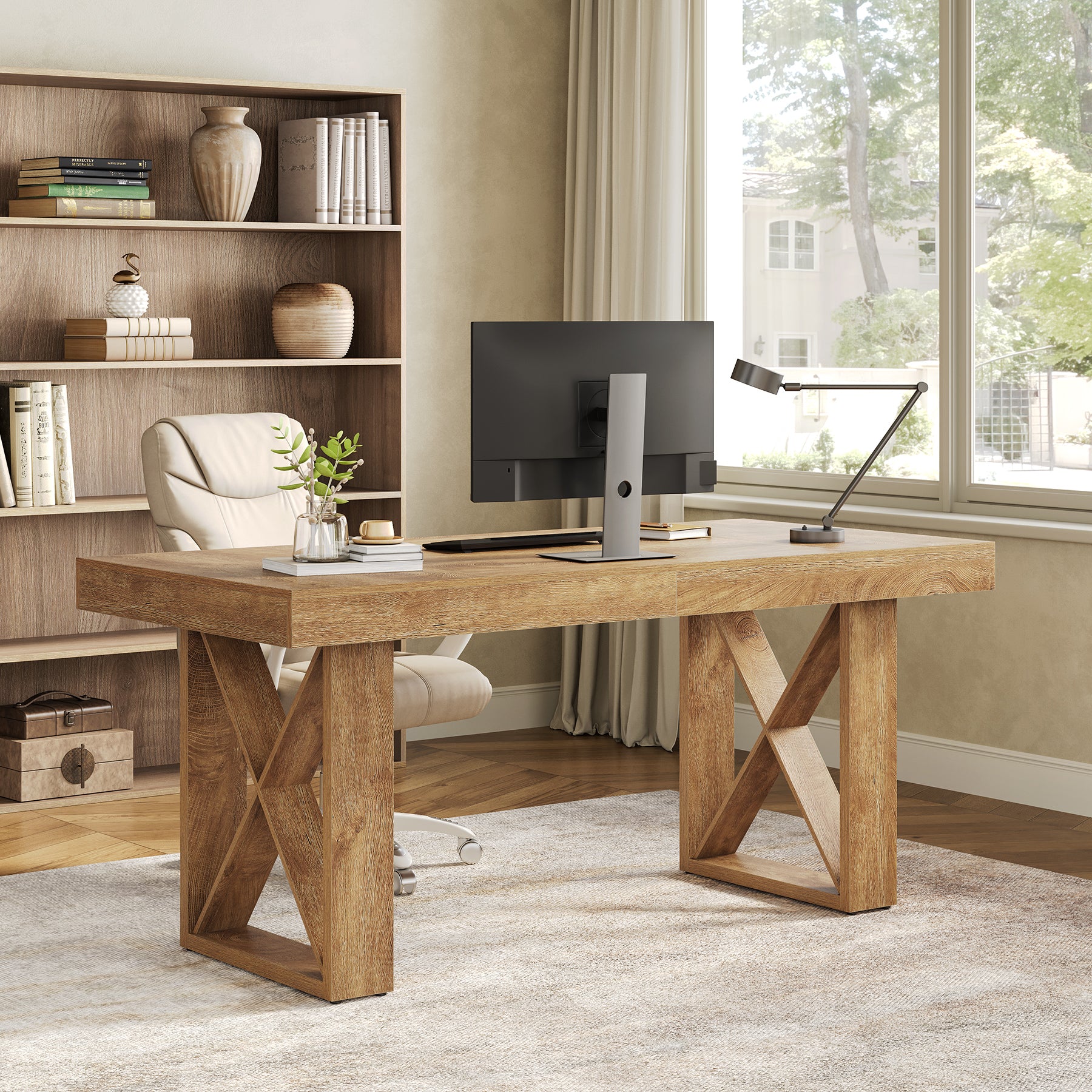 Farmhouse 63" Computer Desk Study Writing Table