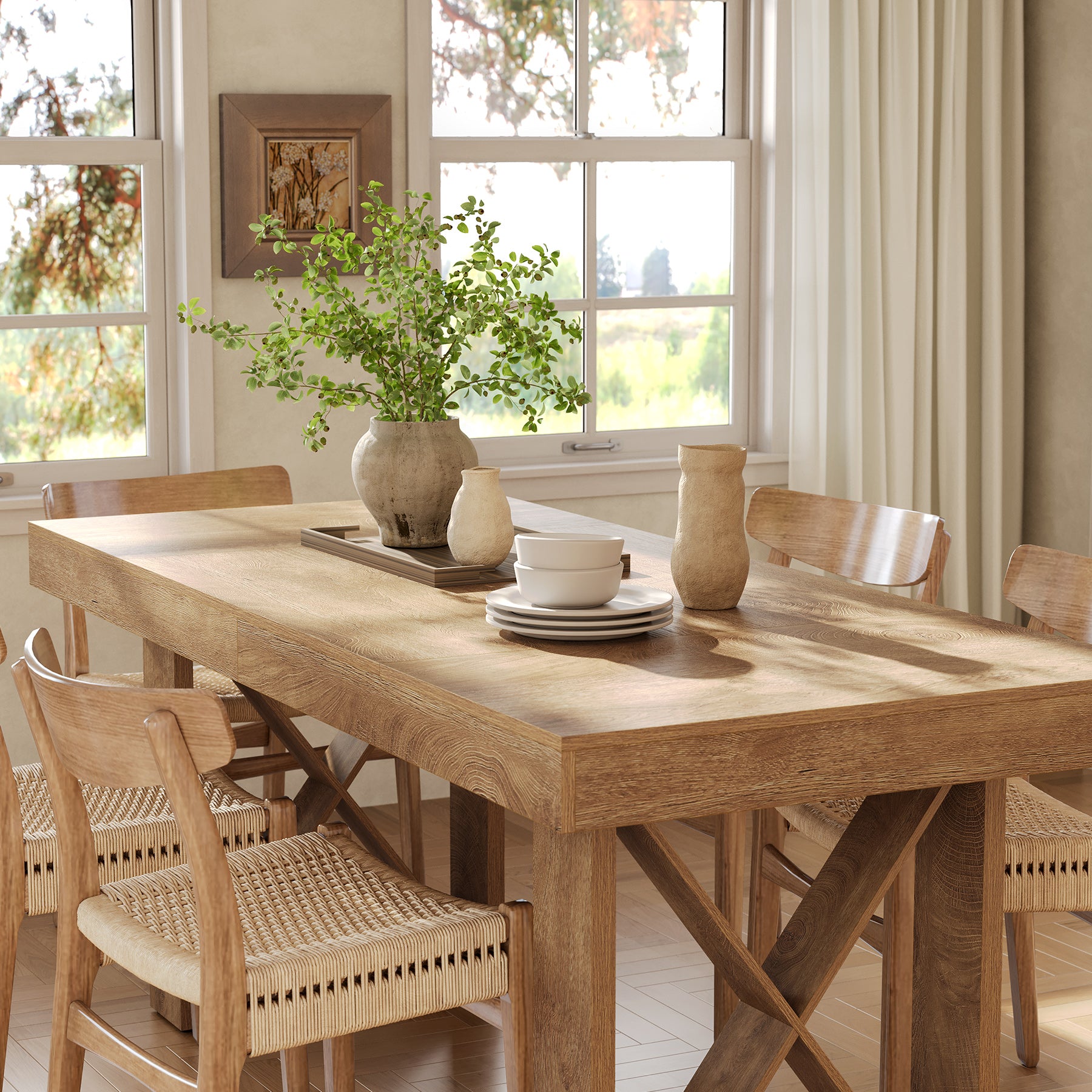 63" Farmhouse  Dining Table Kitchen Table for 4