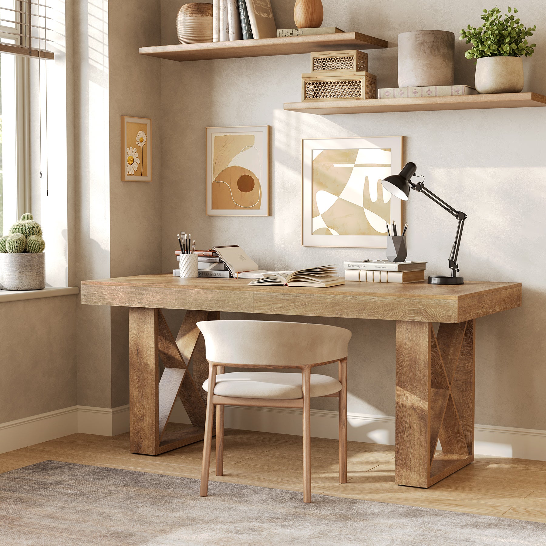 Farmhouse 63" Computer Desk Study Writing Table