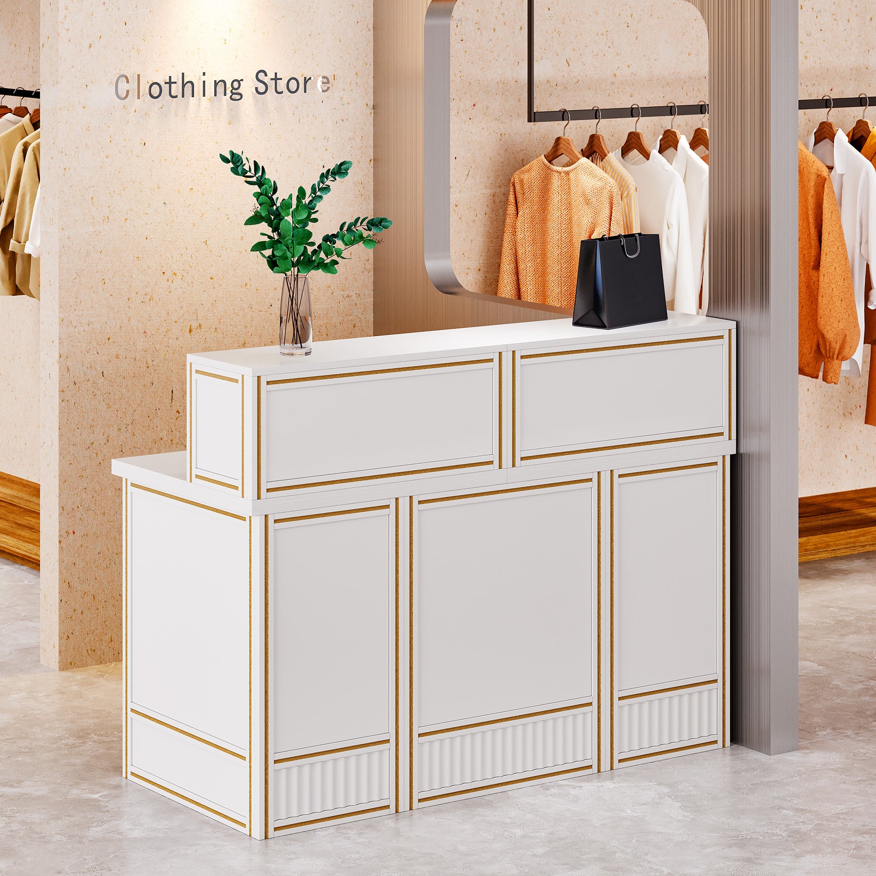 57" Reception Desk Front Desk with Counter