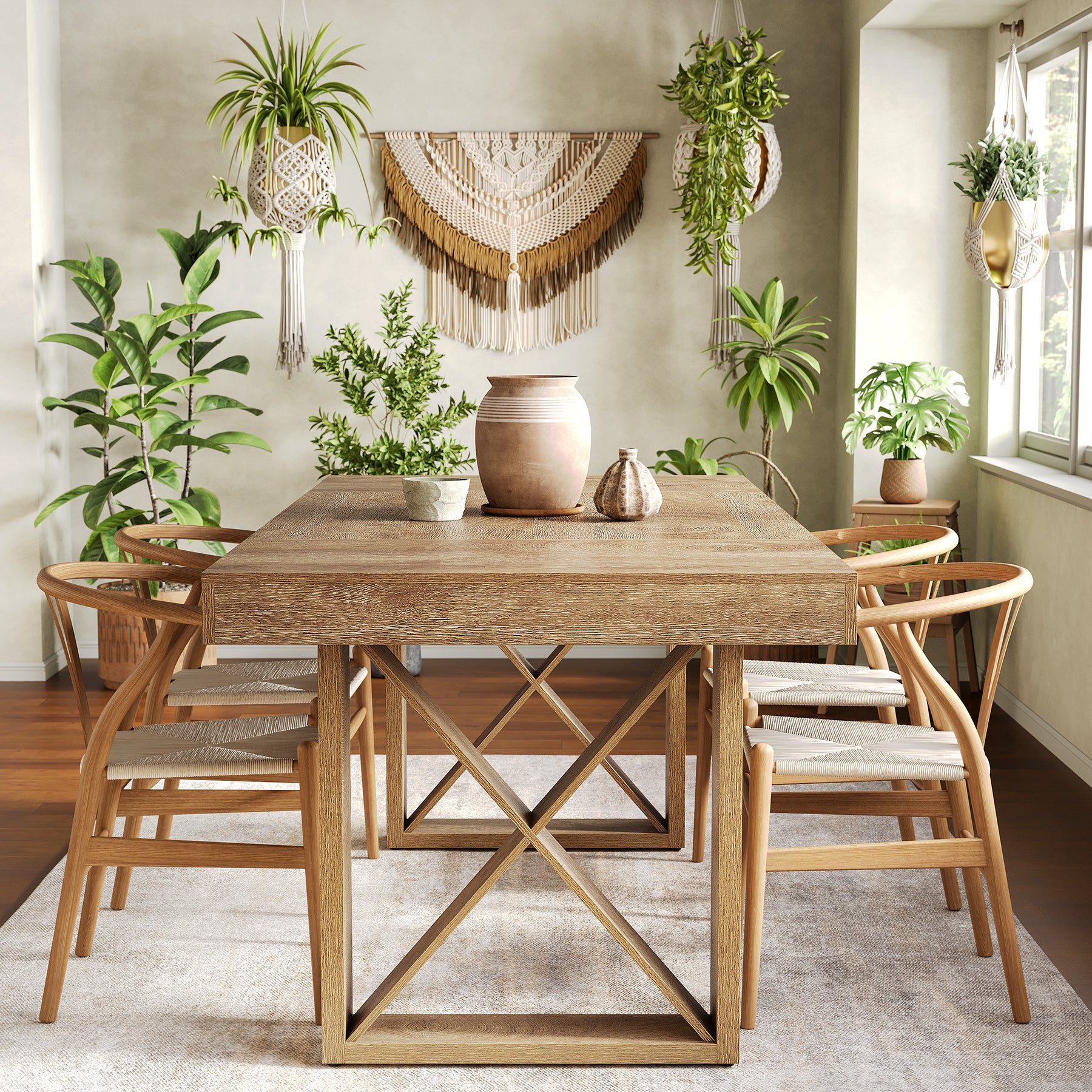 63" Farmhouse  Dining Table Kitchen Table for 4