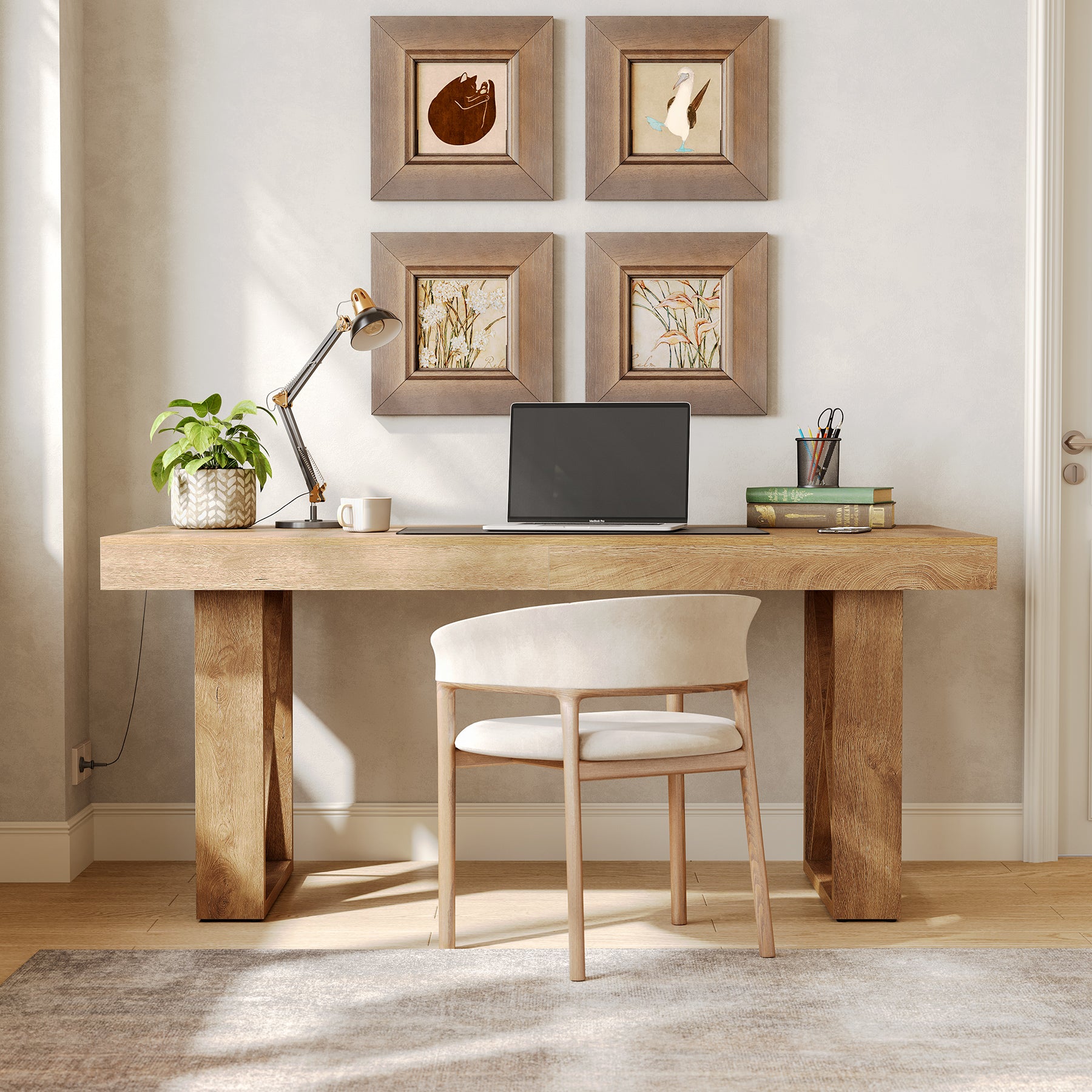 Farmhouse 63" Computer Desk Study Writing Table