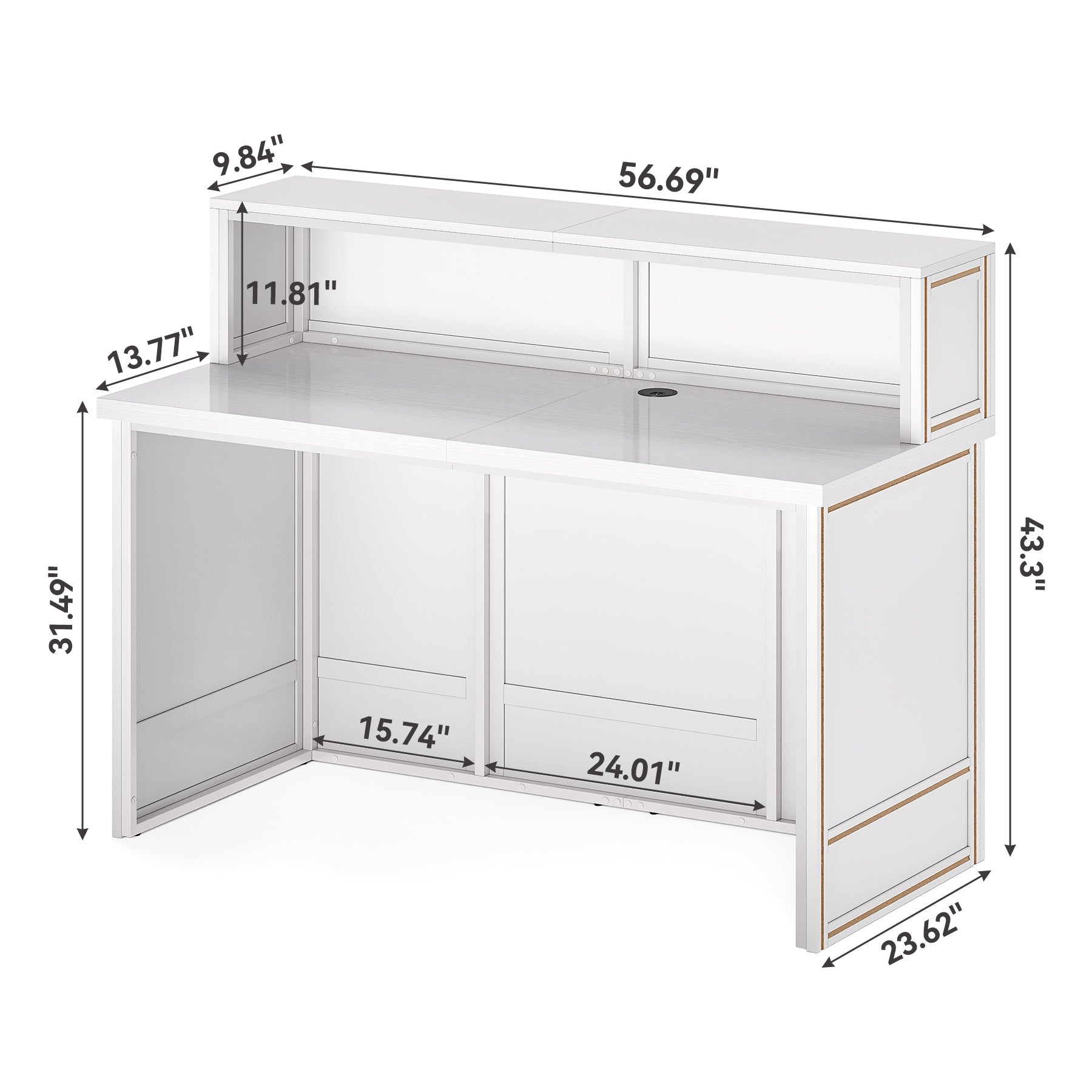 57" Reception Desk Front Desk with Counter