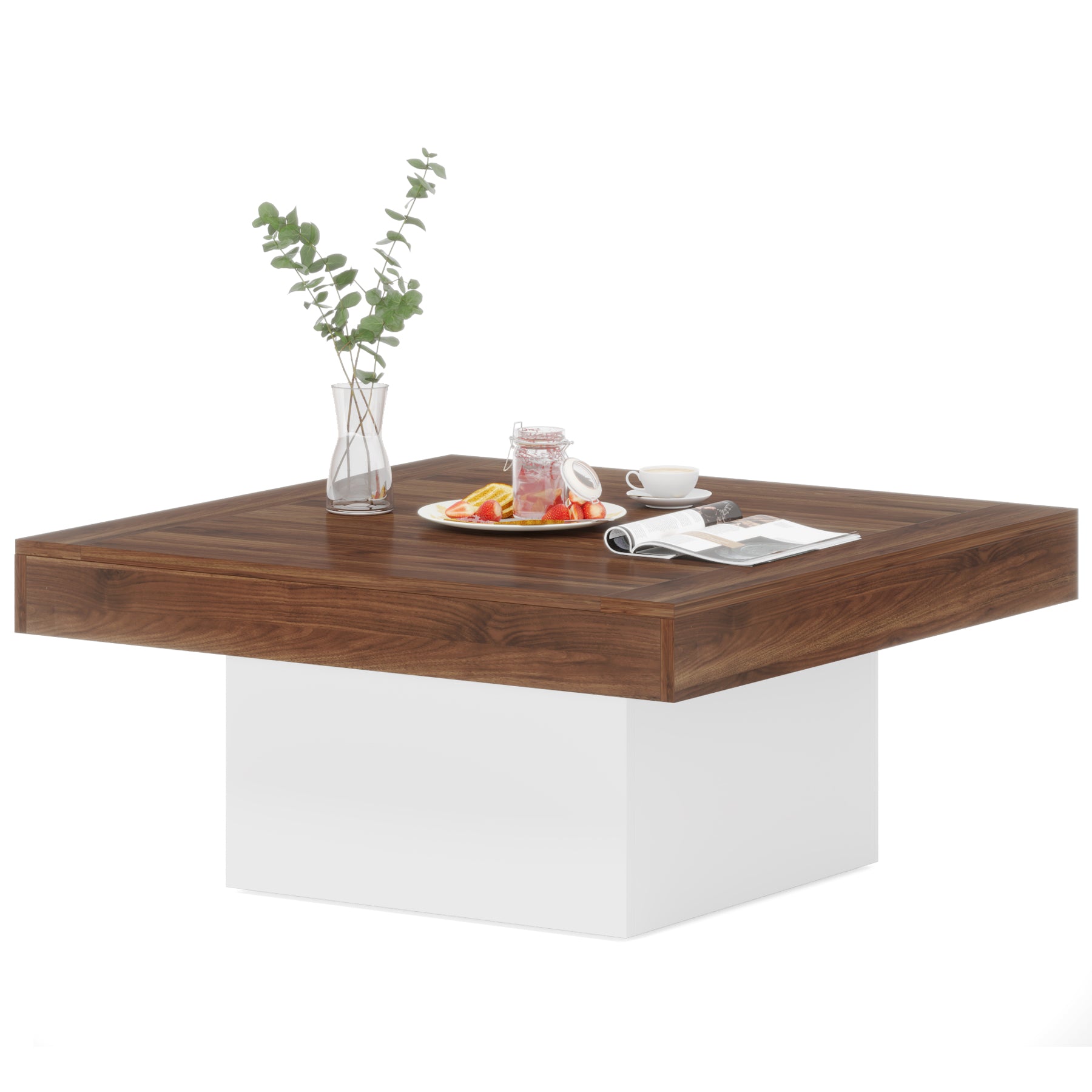 Square Coffee Table with LED Light