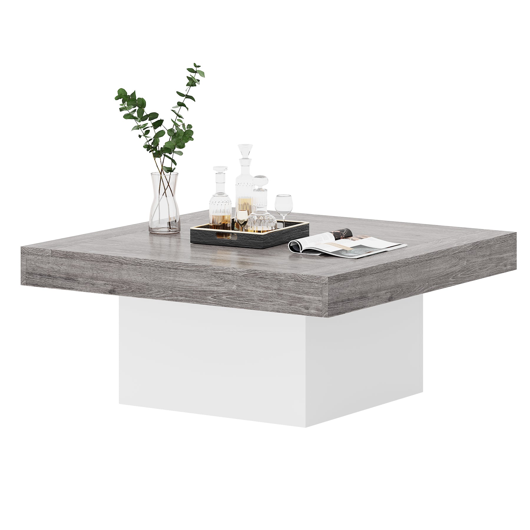 Square Coffee Table with LED Light