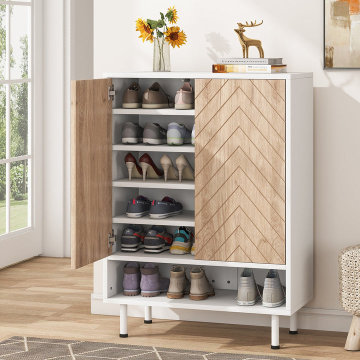 18-Pair Shoe Cabinet, 6-Tier Shoe Rack Organizer Cabinet with Door Tribesigns