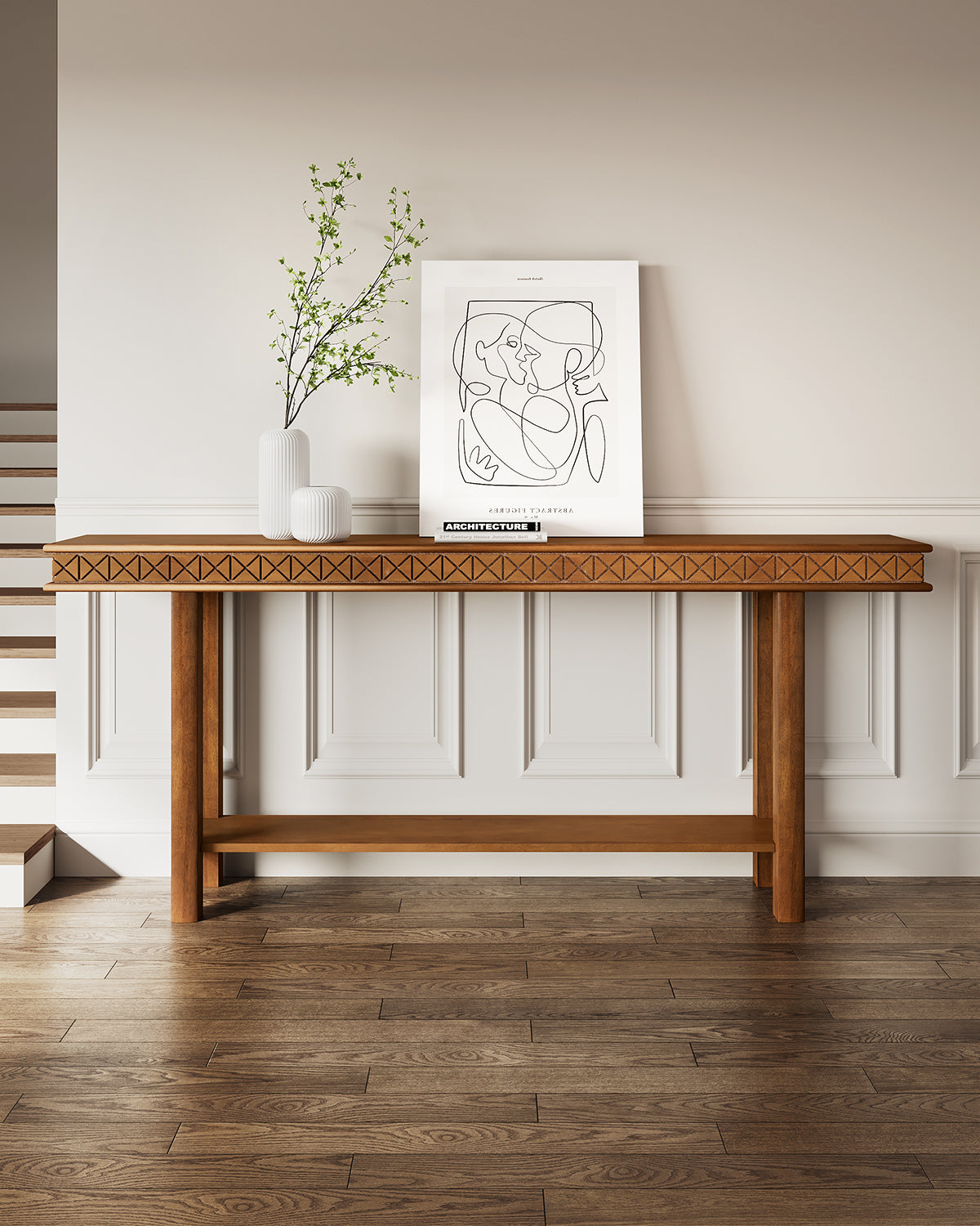70.9" Console Table with Solid Wood Legs
