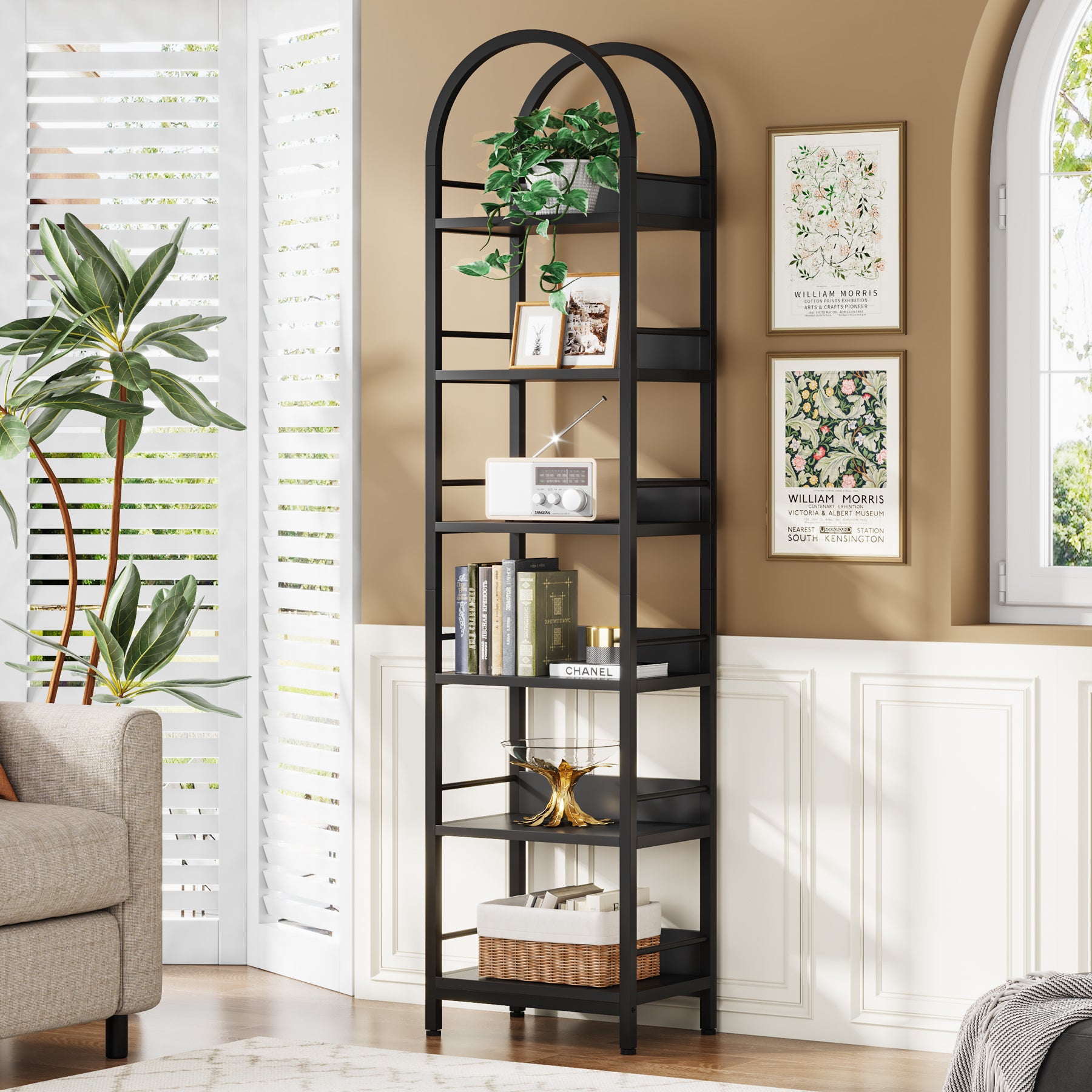 6-Tier Bookshelf 78.7" Narrow Bookcase