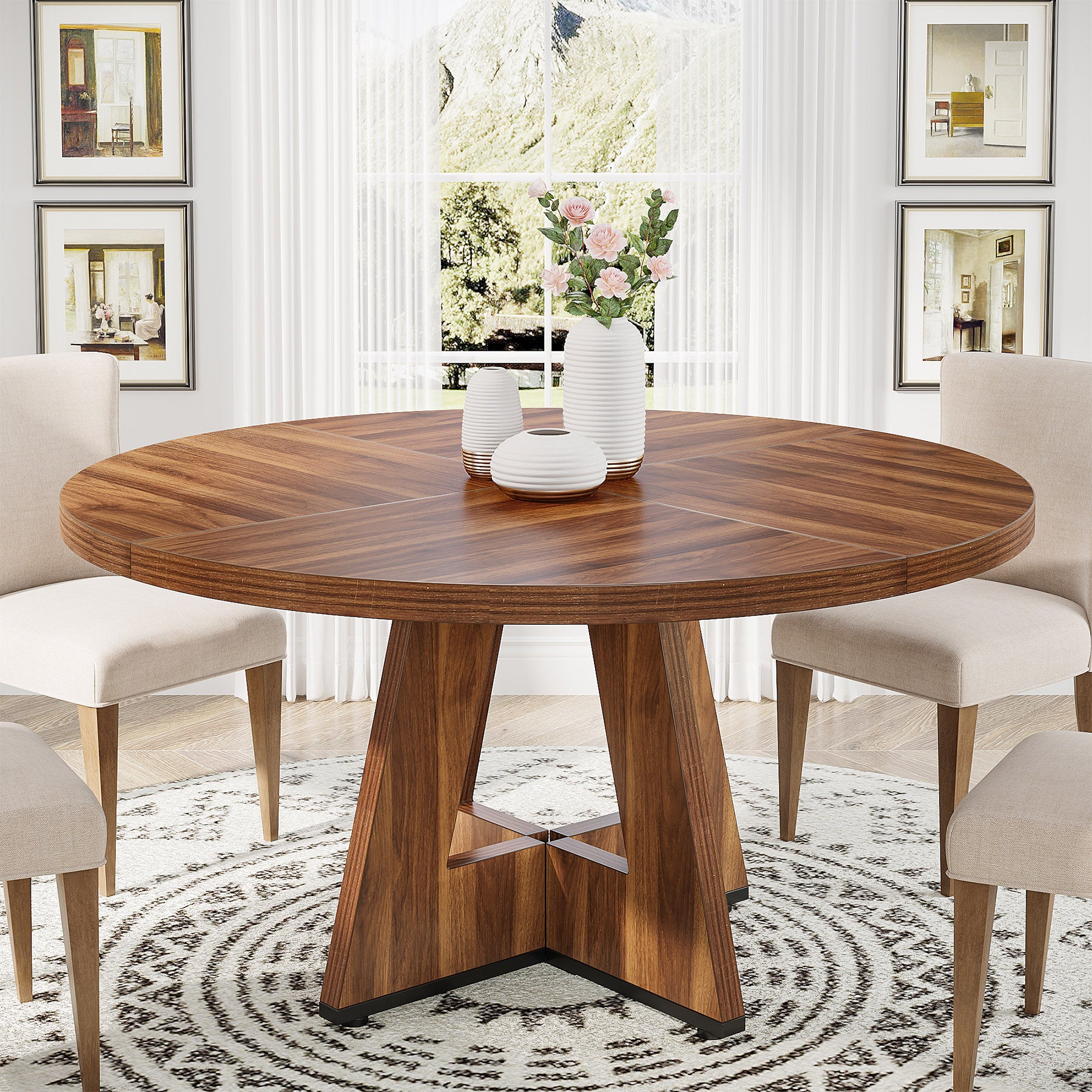 47" Round Dining Table for 4
