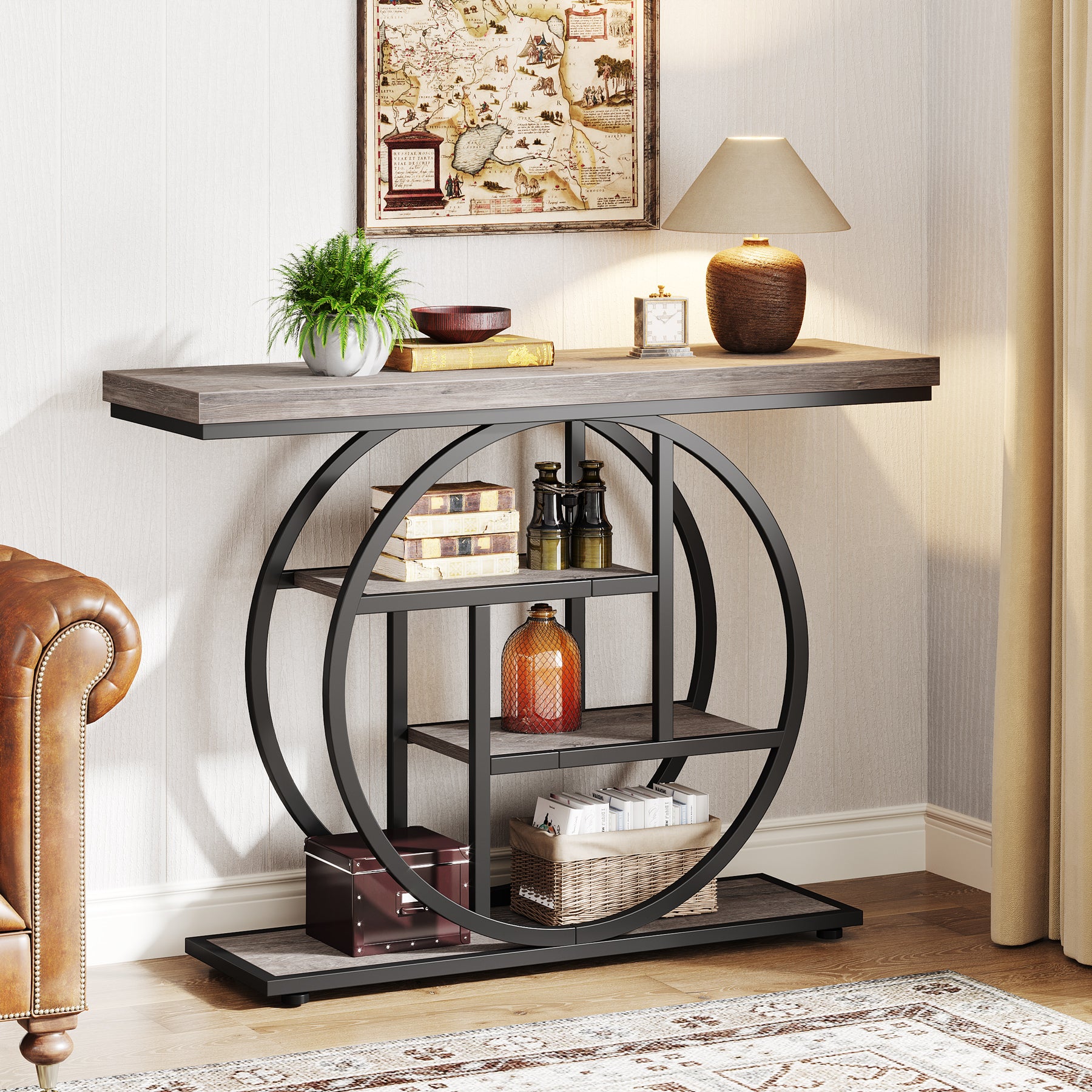 41.3" Console Table with 4-Tier Shelves