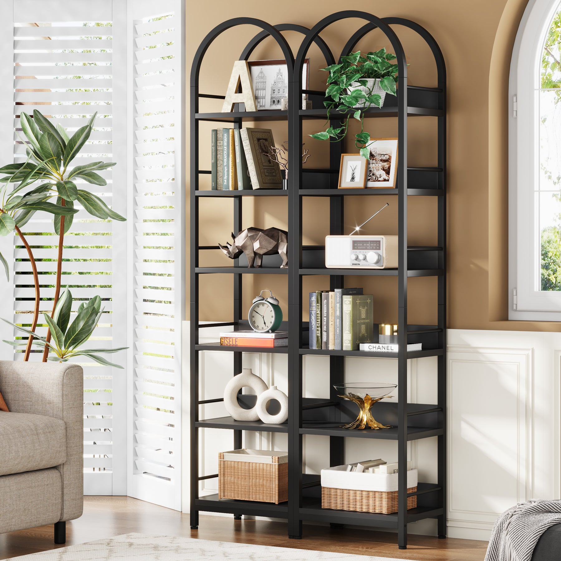 6-Tier Bookshelf 78.7" Narrow Bookcase