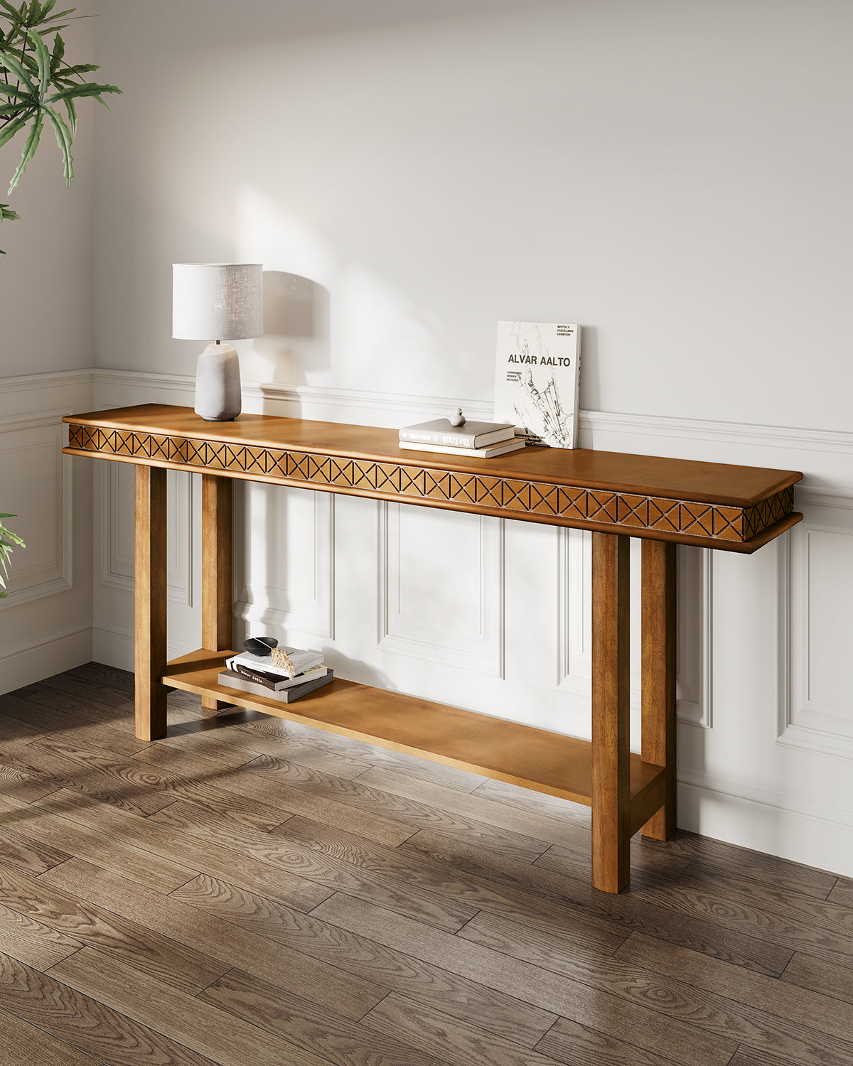 70.9" Console Table with Solid Wood Legs