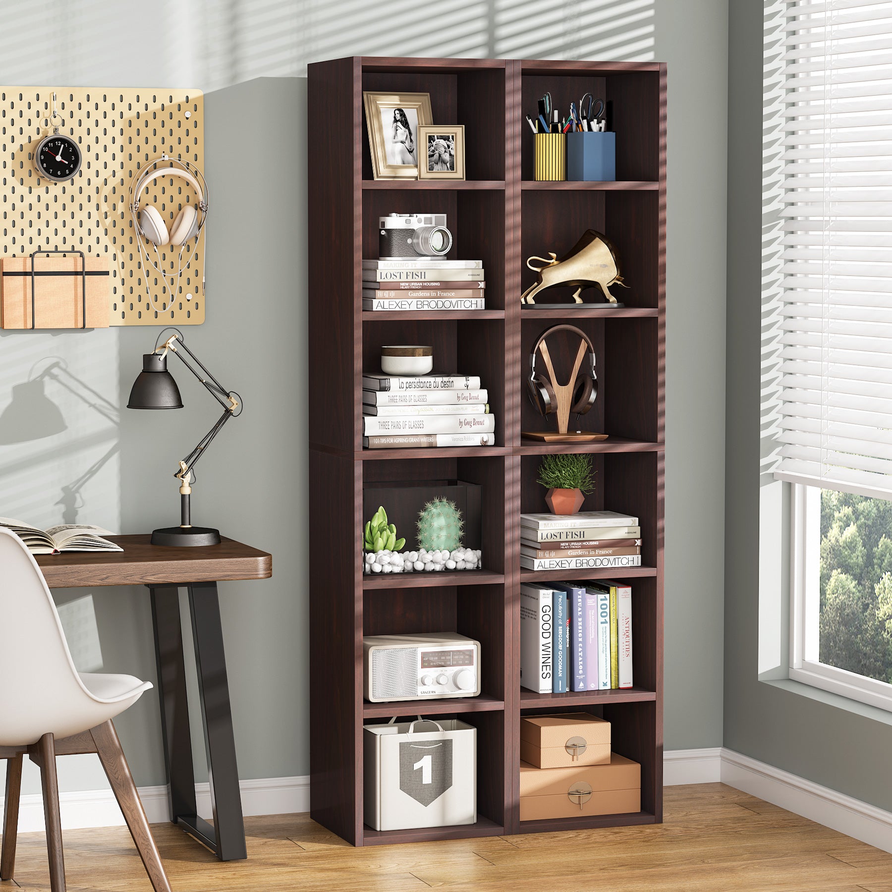 6-Tier Bookcase 70.9" Cube Display Shelves