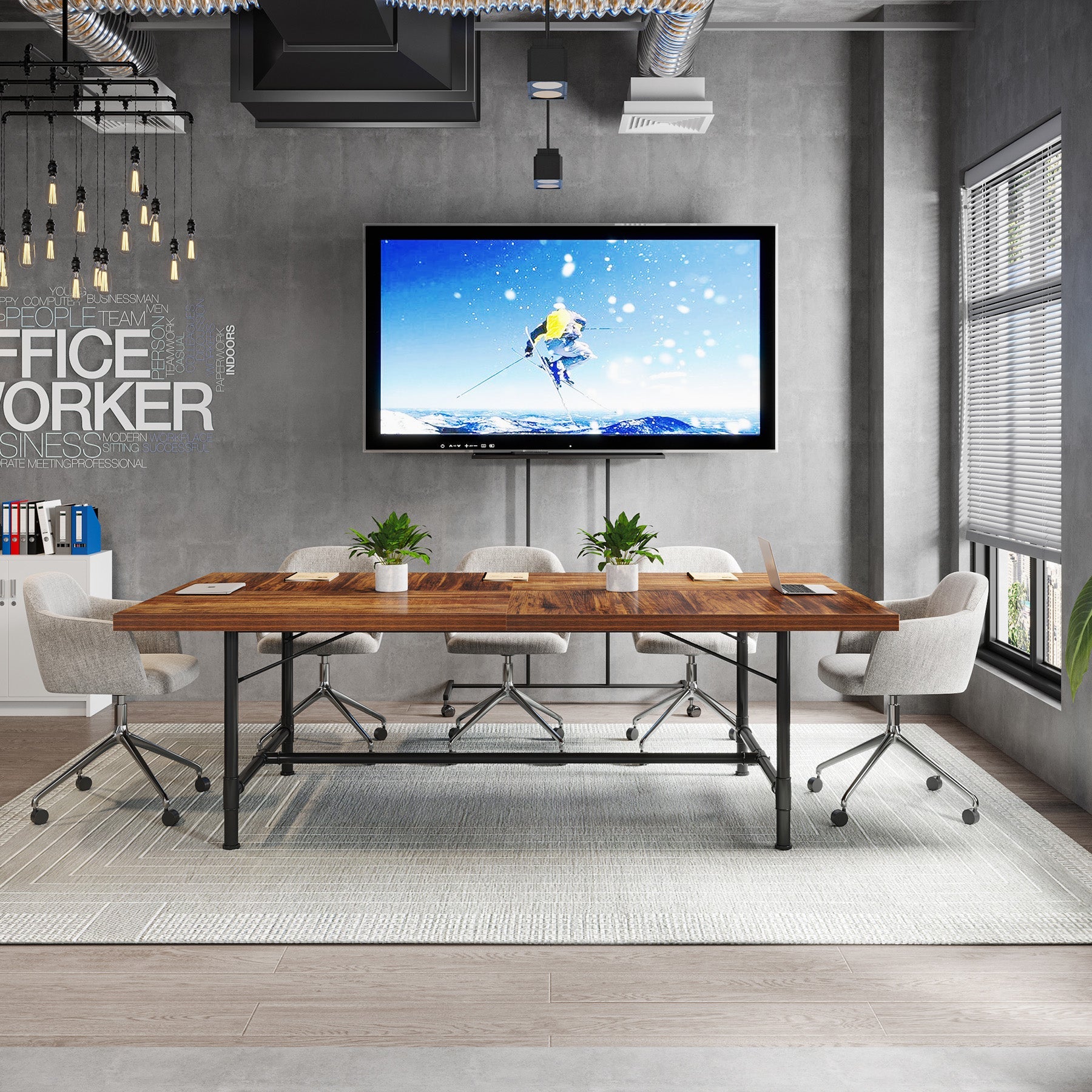 6FT Conference Table, 70.8" Rectangle Training Table Boardroom Desk Tribesigns