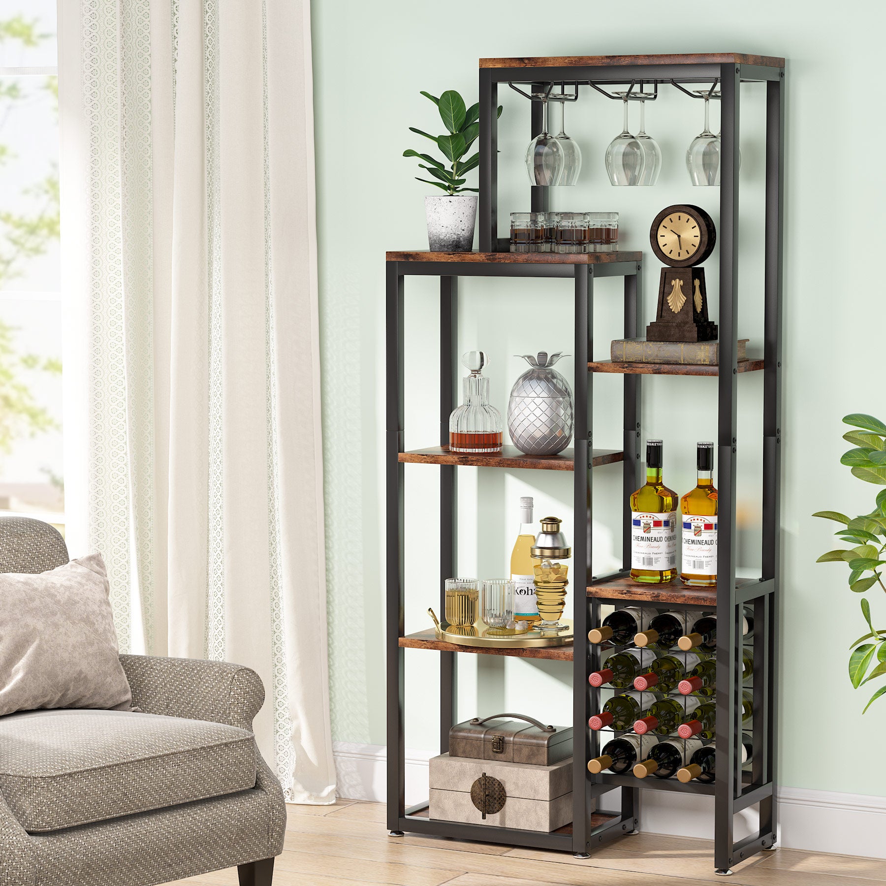 Freestanding Wine Rack with Glass Holder