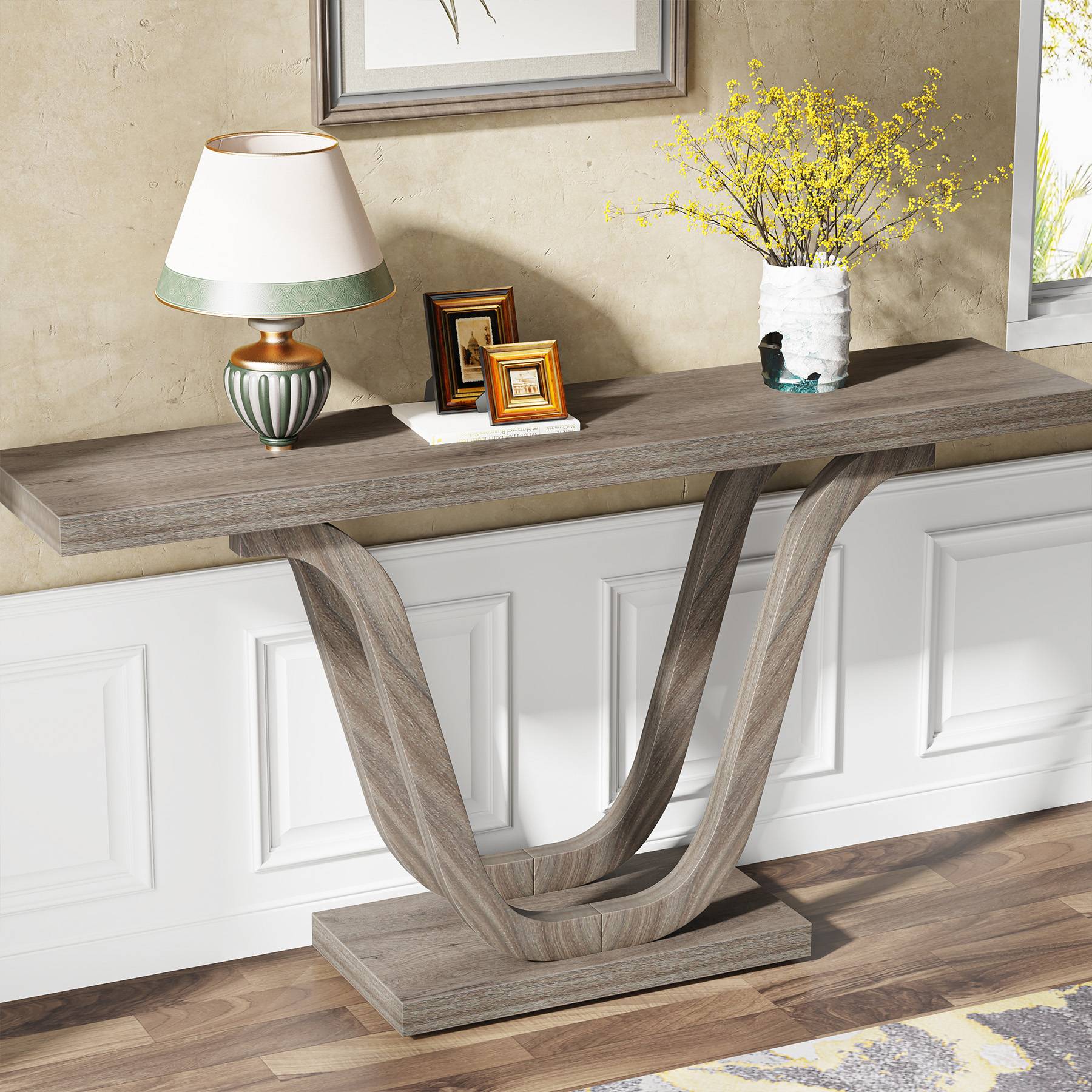 Console Table, 55 Inch Farmhouse Sofa Table Hallway Table Tribesigns