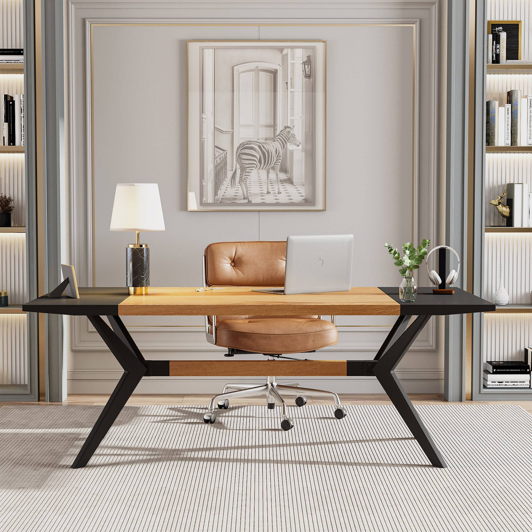 Tribesigns Executive Desk, 63" Computer Office Desk with X-Shape Frame Tribesigns