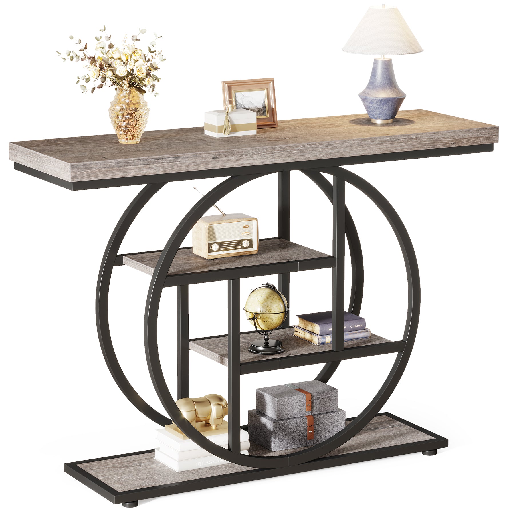 41.3" Console Table with 4-Tier Shelves