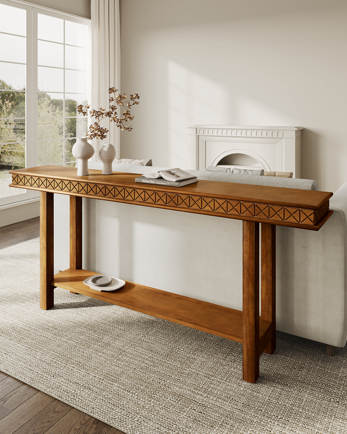 70.9" Console Table with Solid Wood Legs