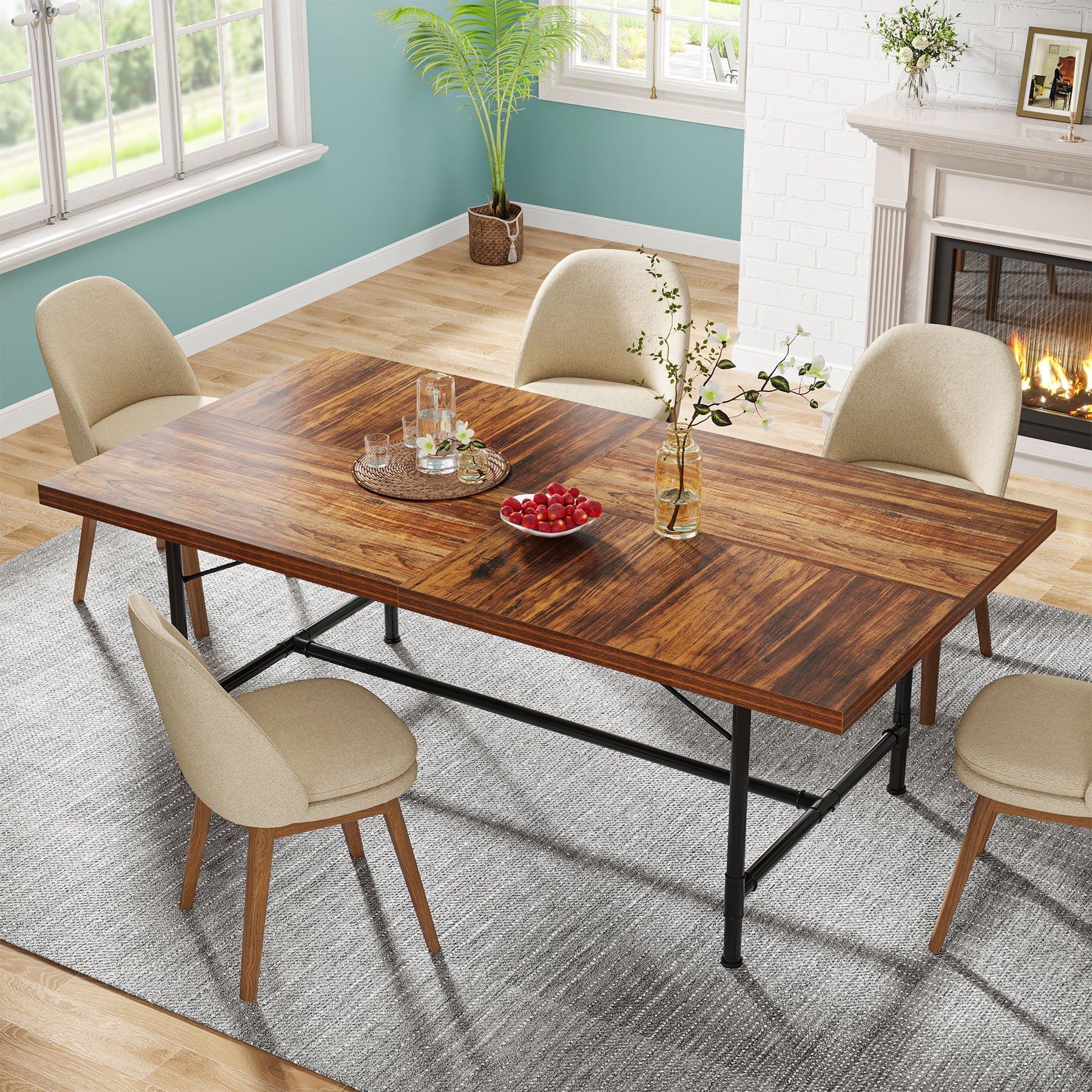70.8" Industrial Dining Table Kitchen Table for 6-8 People Tribesigns