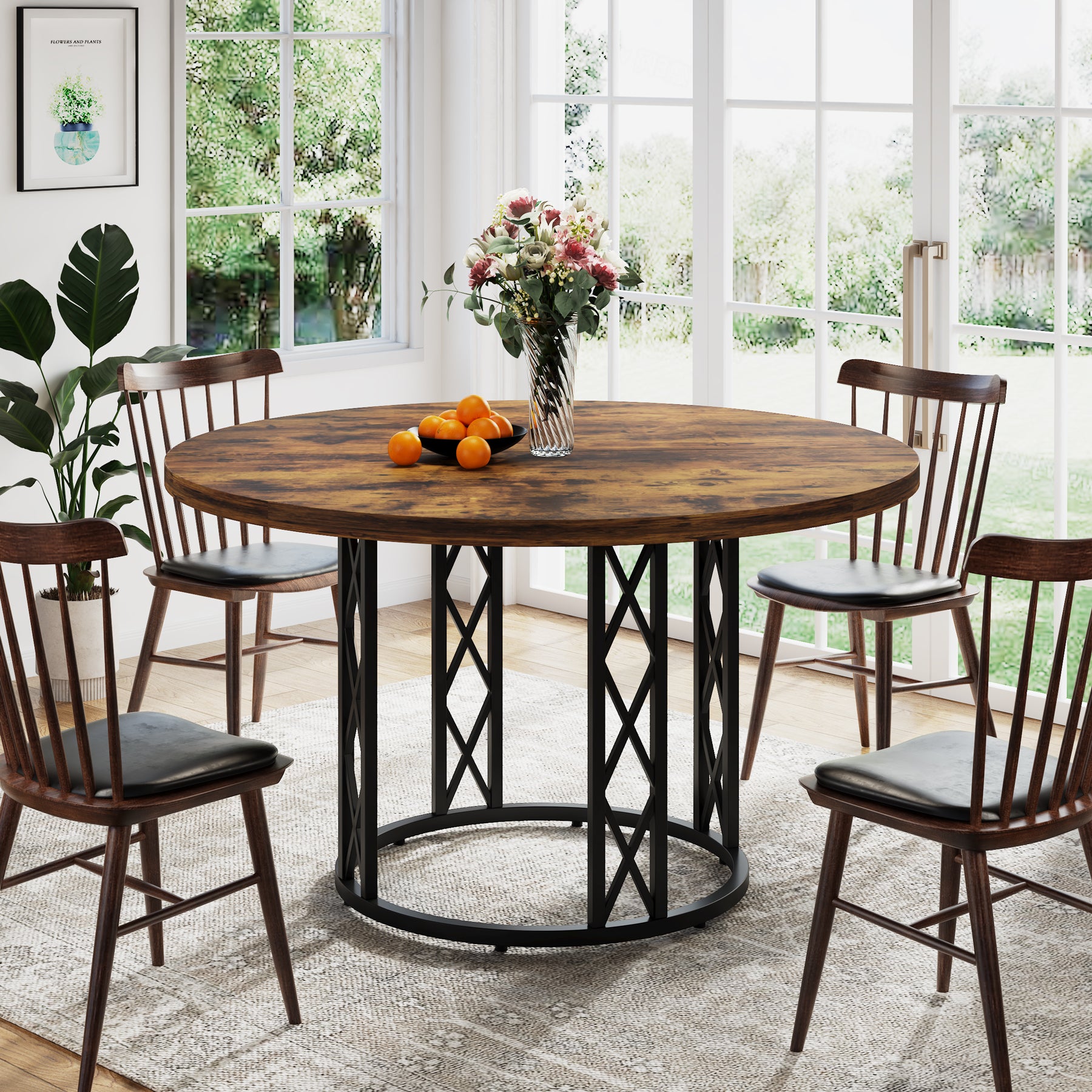 47" Round Dining Table for 4 People