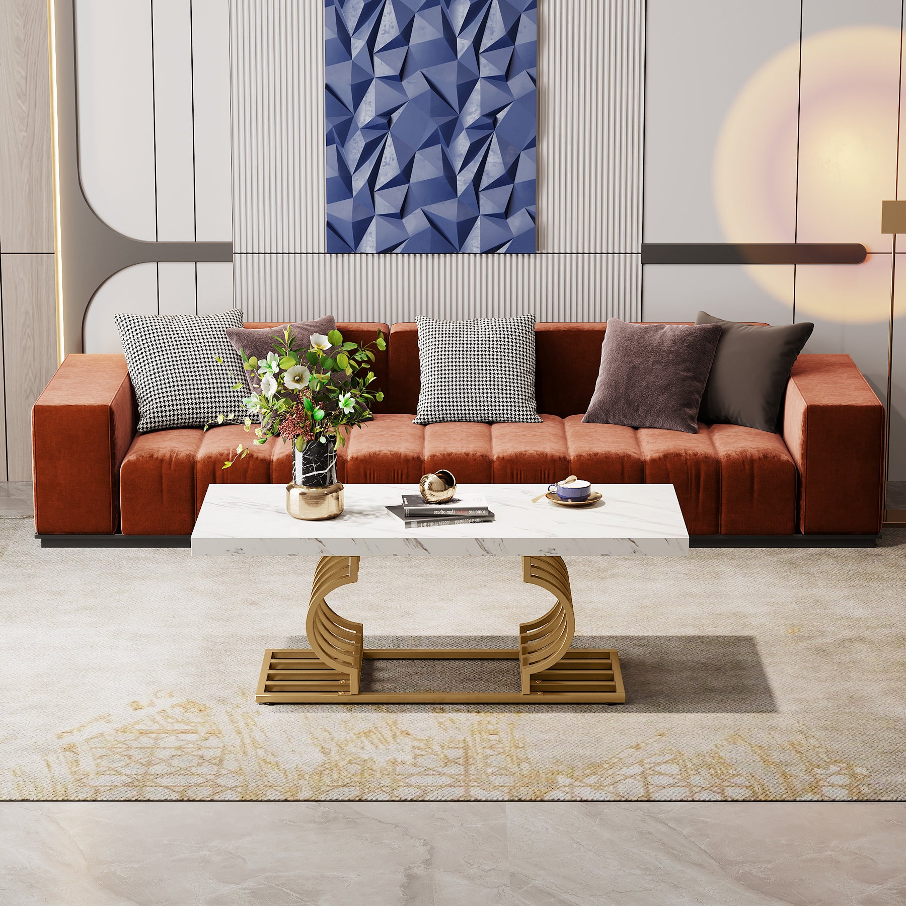 47" Faux Marble Coffee Table