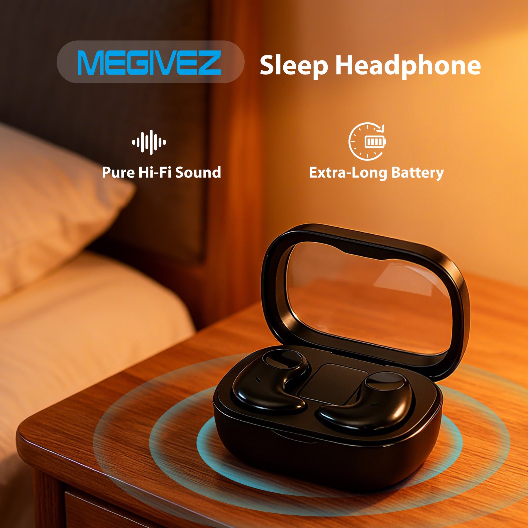 MEGIVEZ Sleep Headphones Bluetooth, Mini Wireless Sleep Earbuds for Side Sleepers
