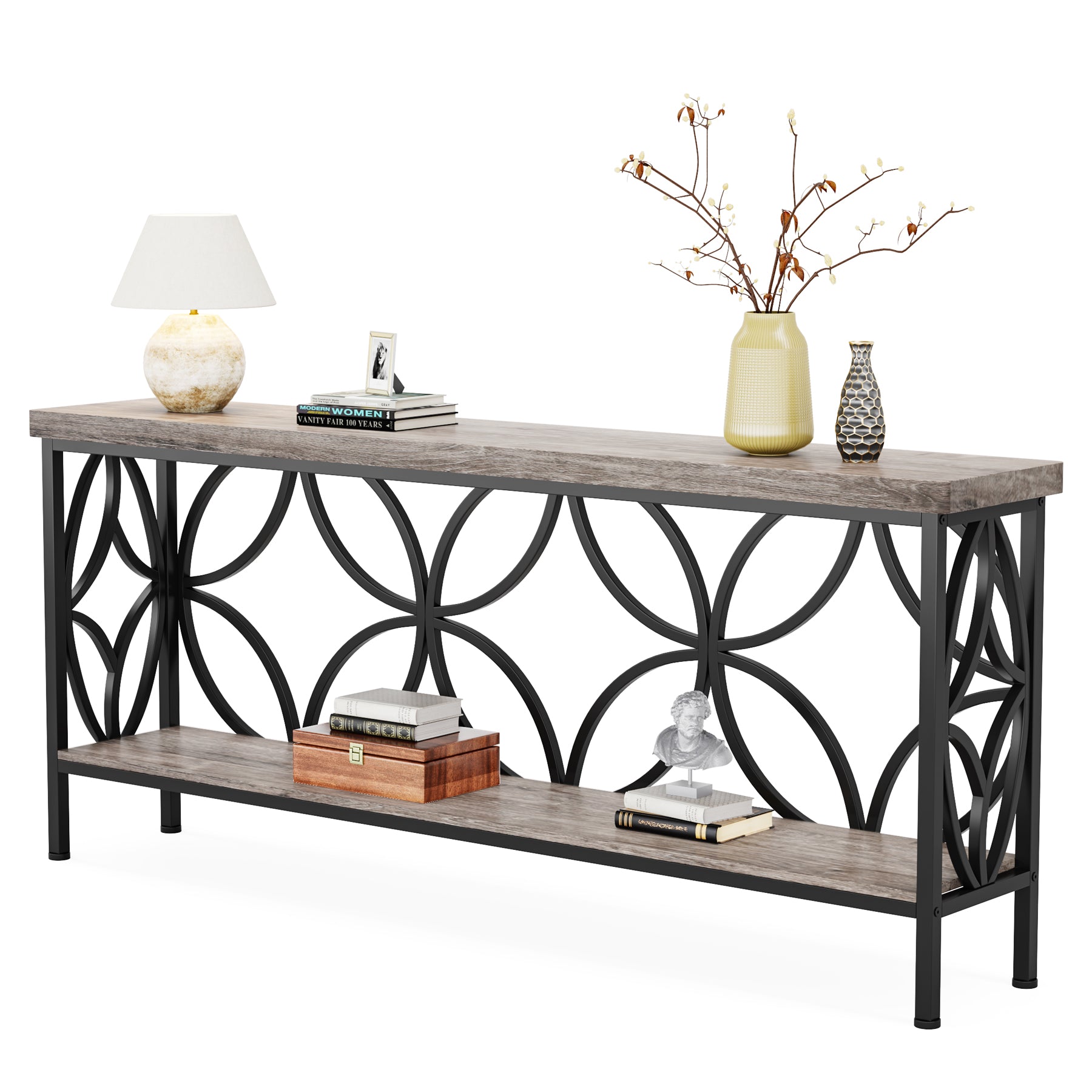 70.9" Console Tablel with Shelves for Entryway