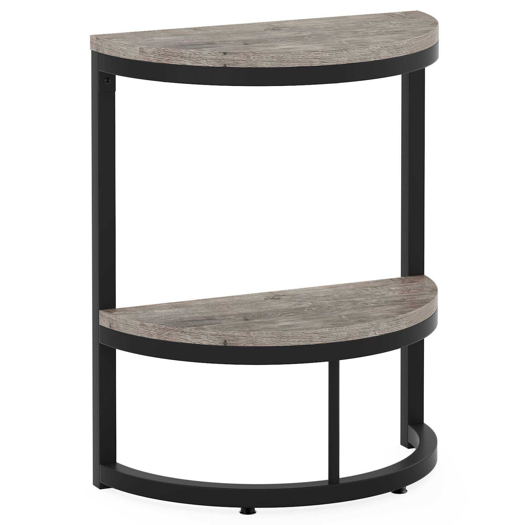 End Table, Half Round Narrow Side Table with Metal Frame Tribesigns