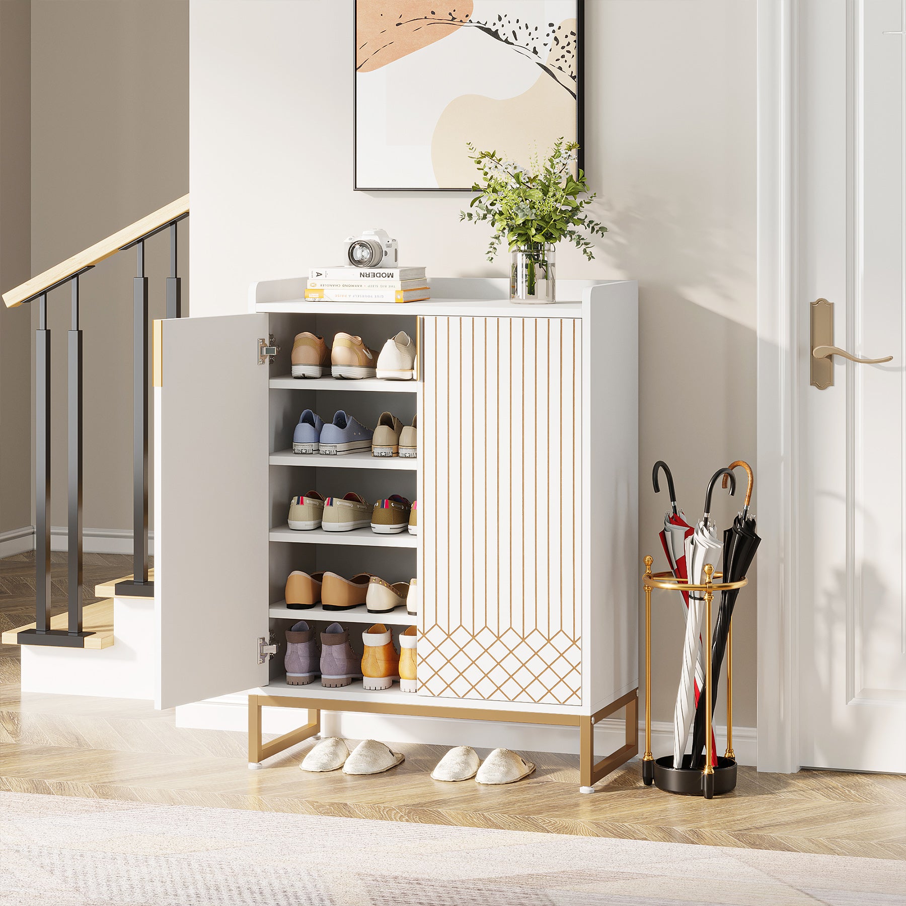 5-Tier Shoe Cabinet with Doors