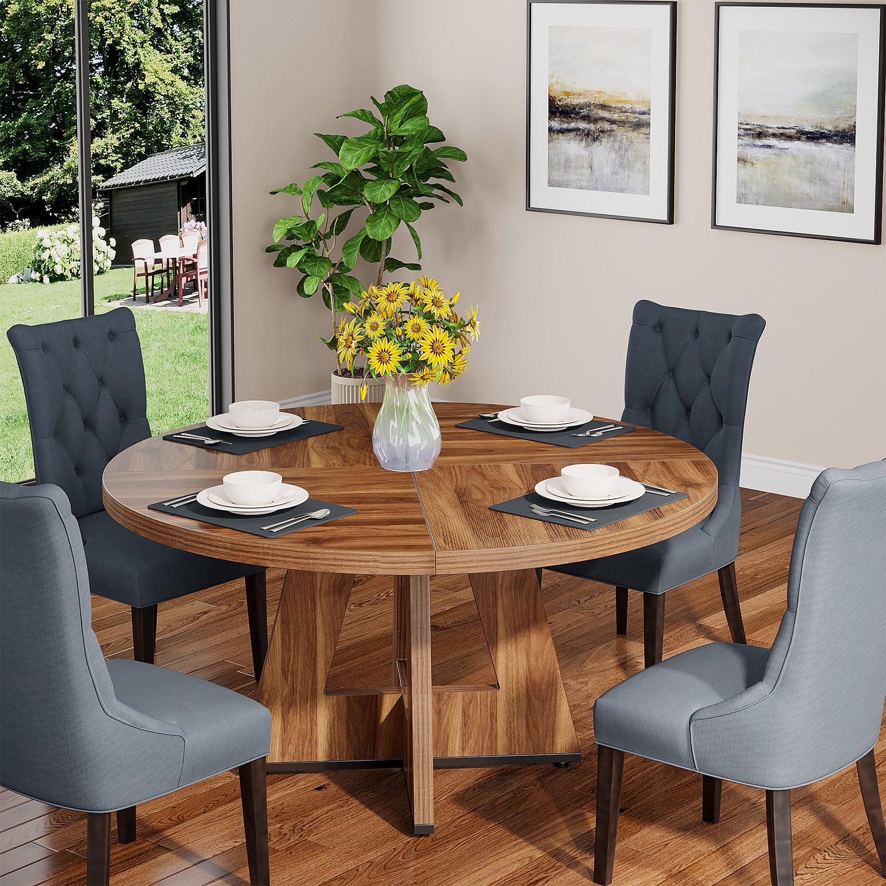47" Round Dining Table for 4