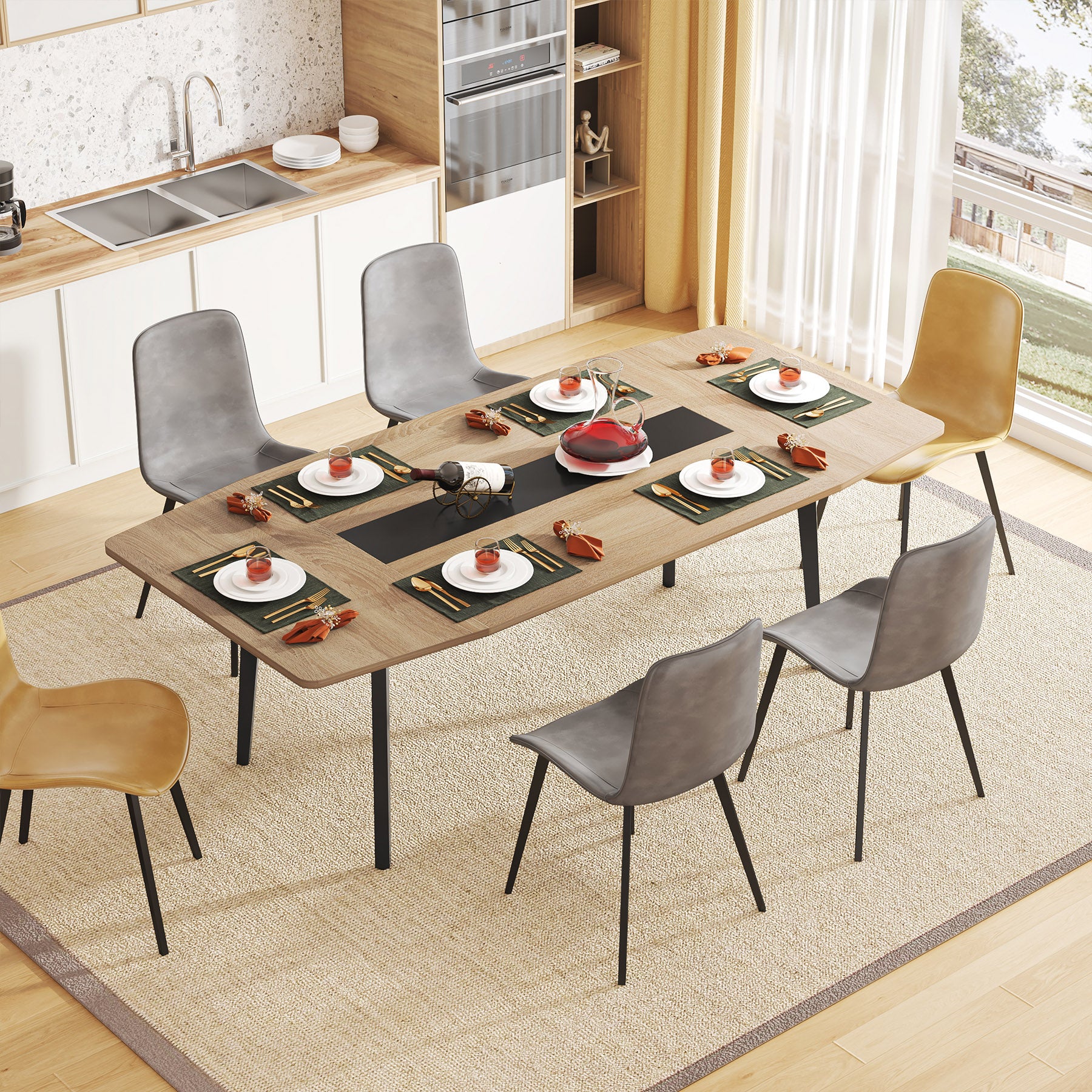 Rectangle Dining Table Kitchen Table for 6
