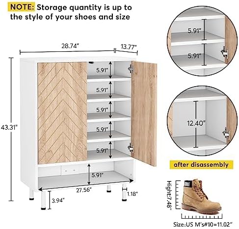 6-Tier Shoe Cabinet with Door