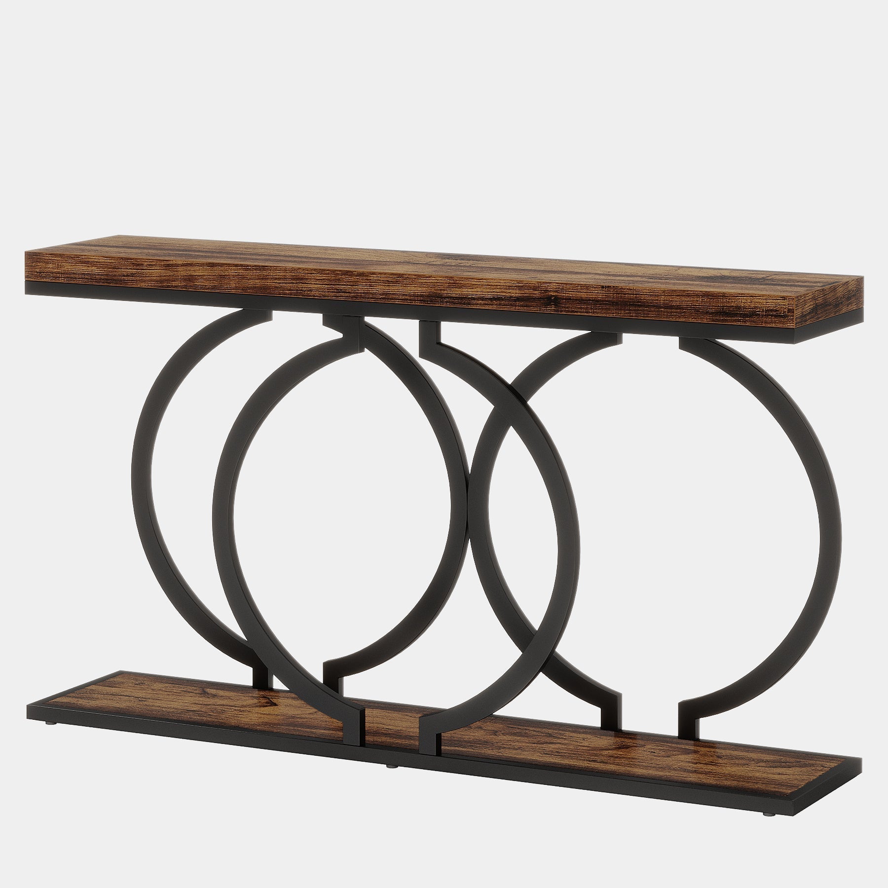 55" Console Table, Narrow Entryway Sofa Table with Geometric Metal Frame Tribesigns