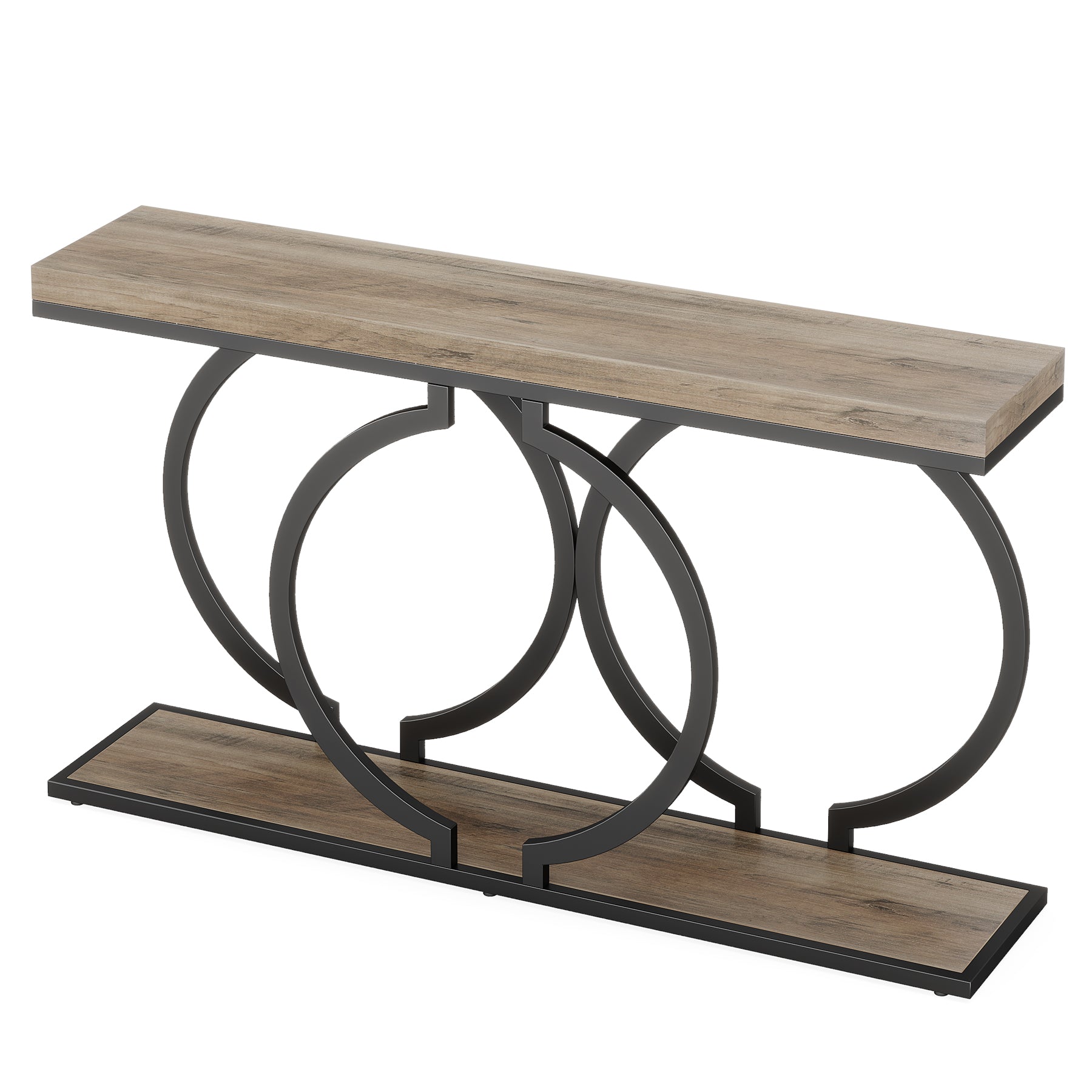 55" Console Table, Narrow Entryway Sofa Table with Geometric Metal Frame Tribesigns