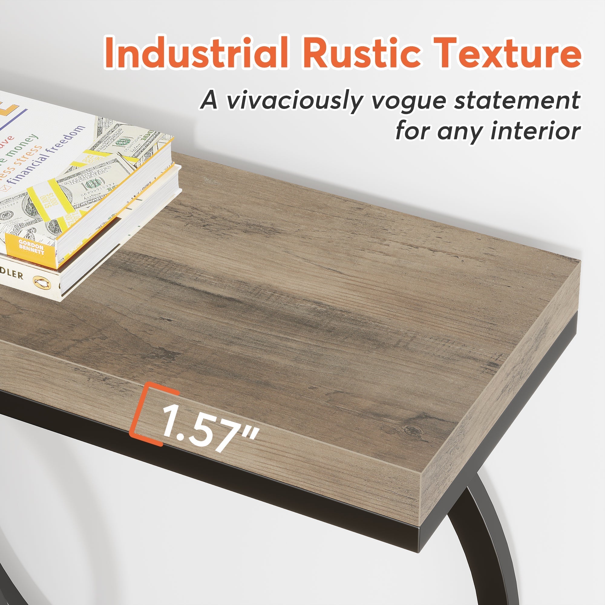 55" Console Table, Narrow Entryway Sofa Table with Geometric Metal Frame Tribesigns