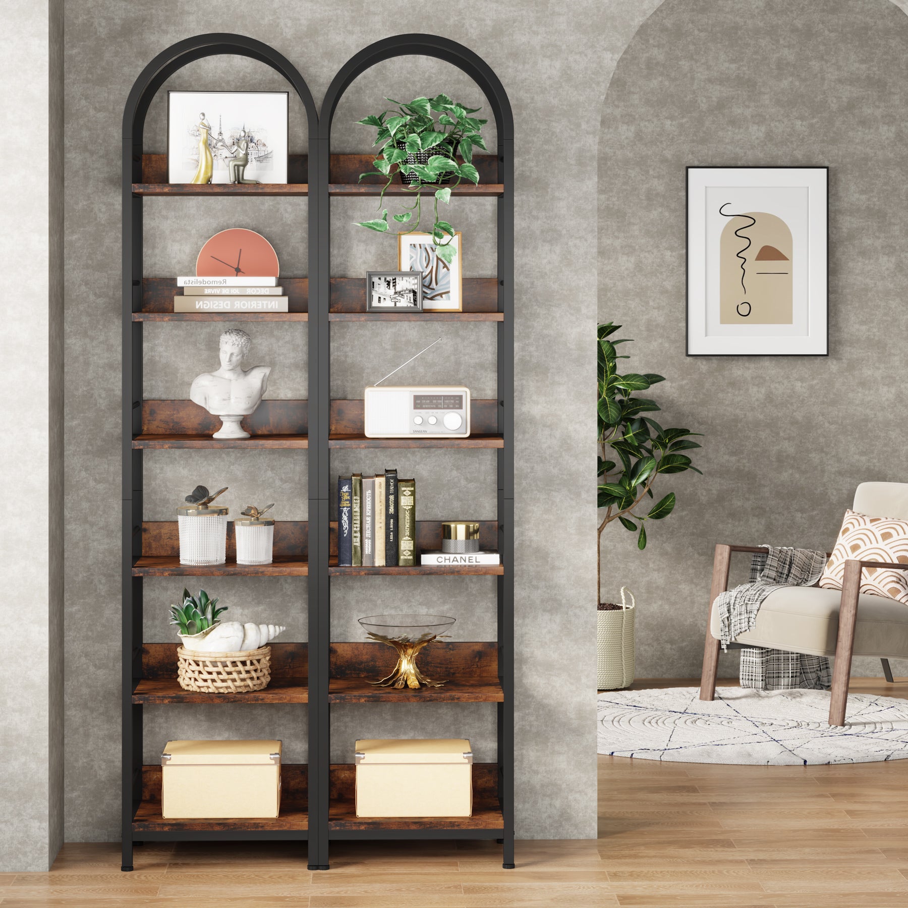 6-Tier Bookshelf 78.7" Narrow Bookcase