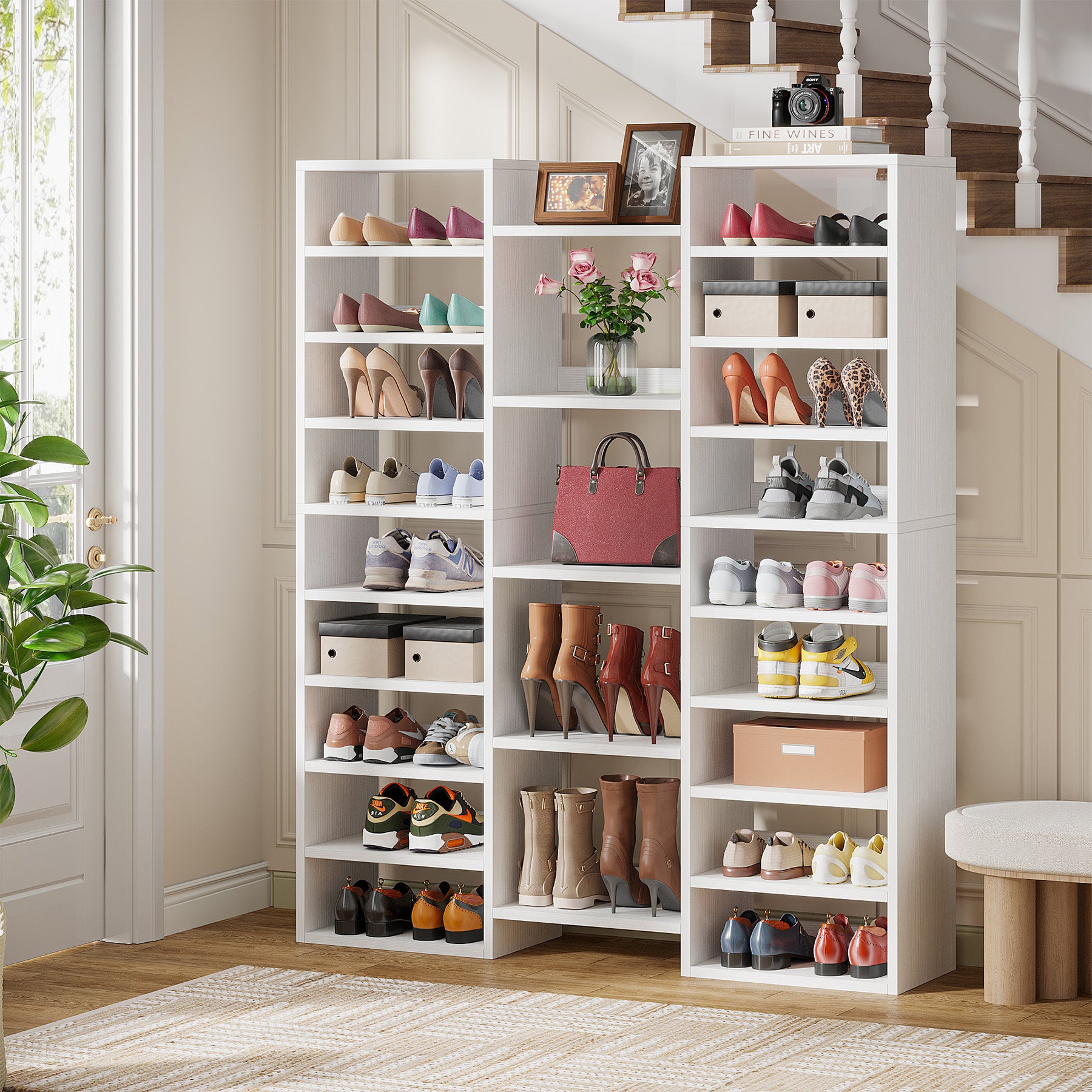 Freestanding Shoe Rack with Storage Shelves
