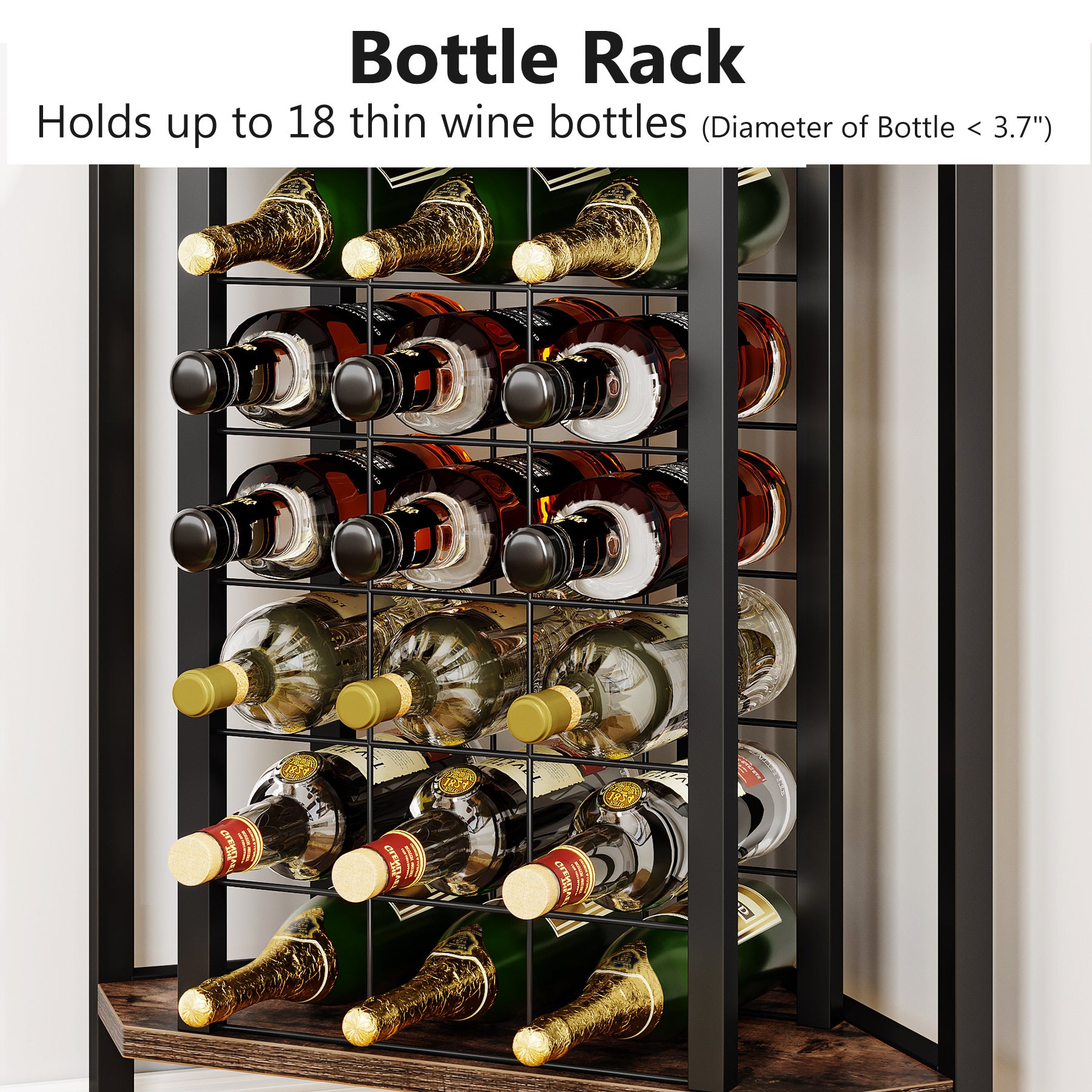 Corner Wine Rack with Glass Holder