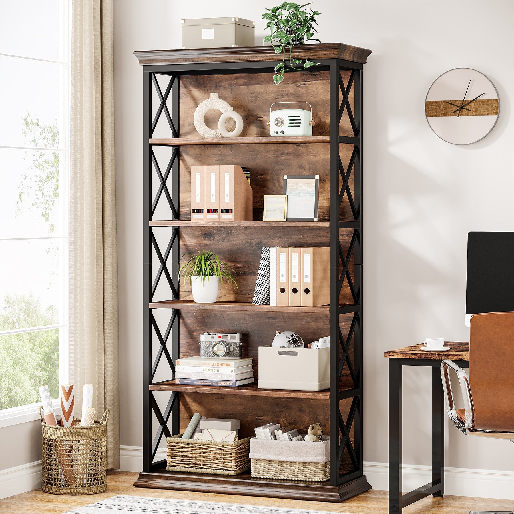 6-Tier Bookshelf, 70.87" Etagere Bookcase for Home Office Tribesigns