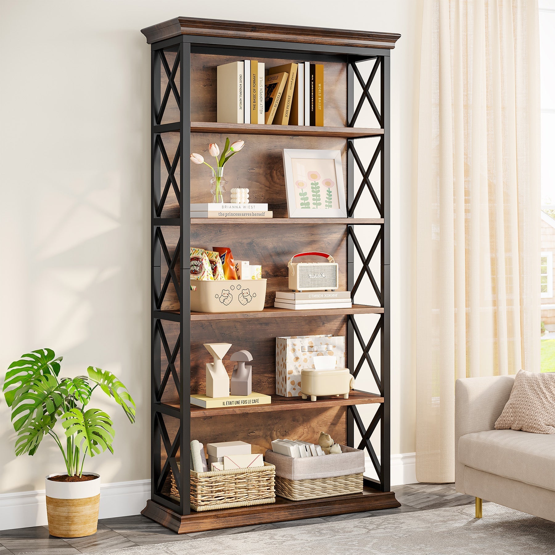 6-Tier Bookshelf, 70.87" Etagere Bookcase for Home Office Tribesigns
