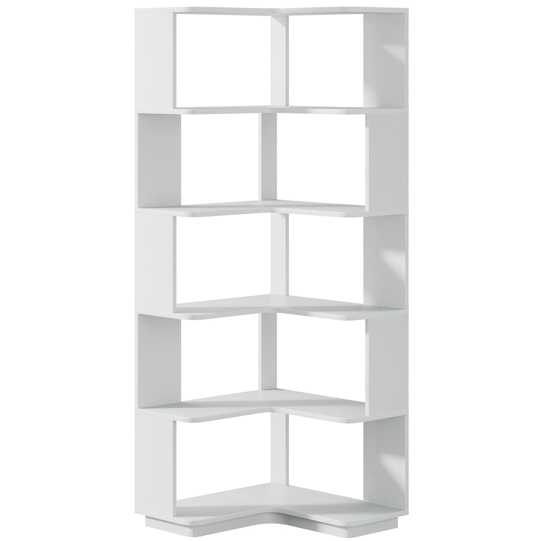 6-Tier Corner Bookshelf, 64.96" Corner Bookcase with Anti-Drop Panel Tribesigns